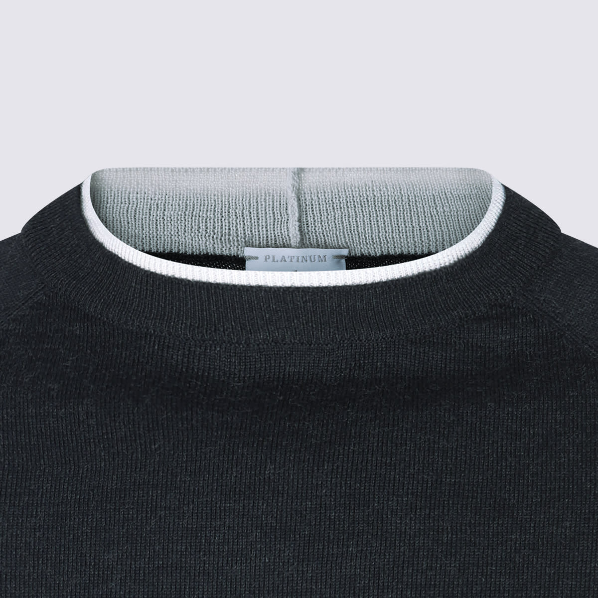Eleventy Ribbed Crewneck Sweater Contrast Trim In Gray