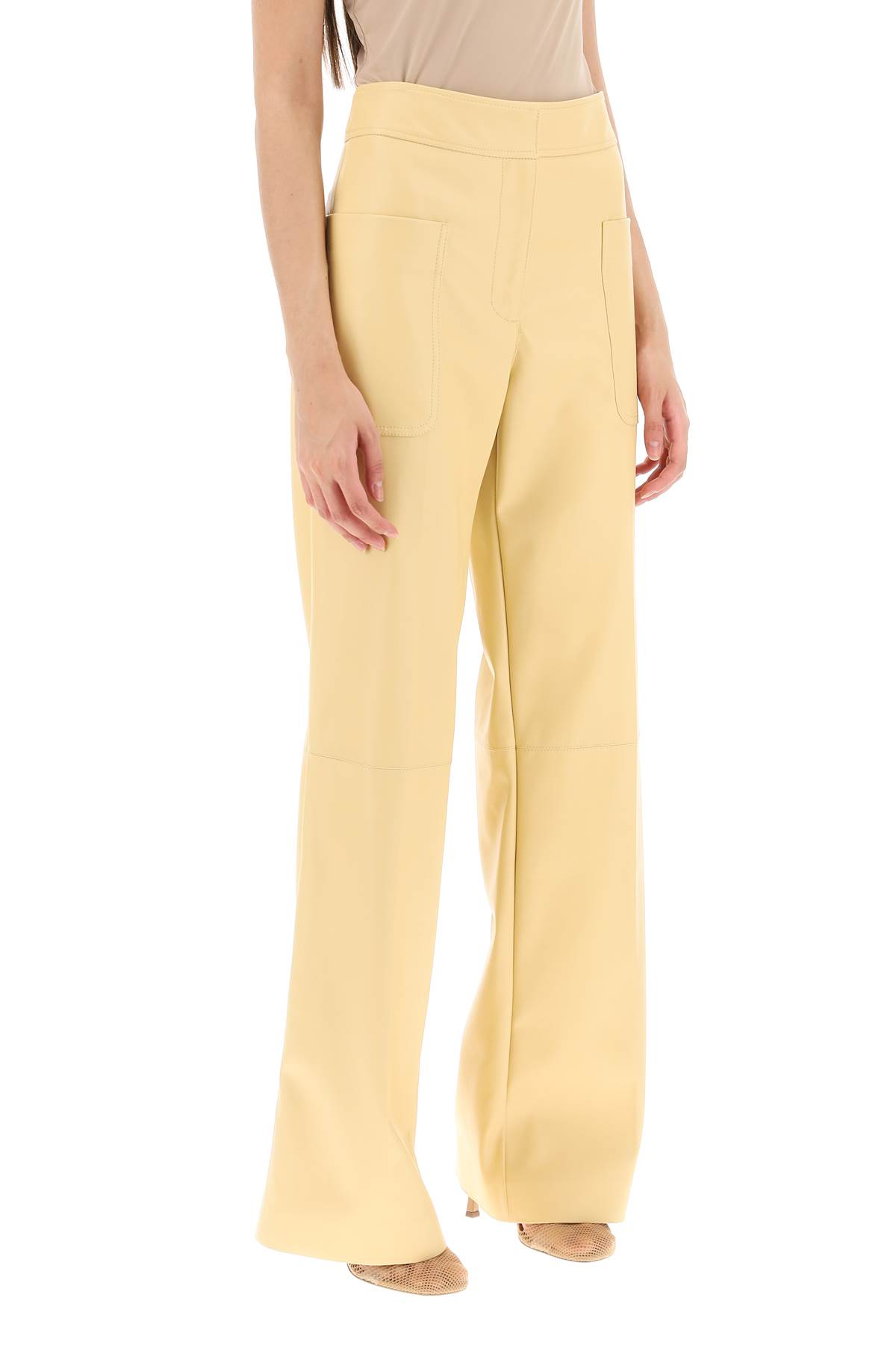 Stella Mccartney Wide Leg Pants In Vegan Leather In Butter (beige)