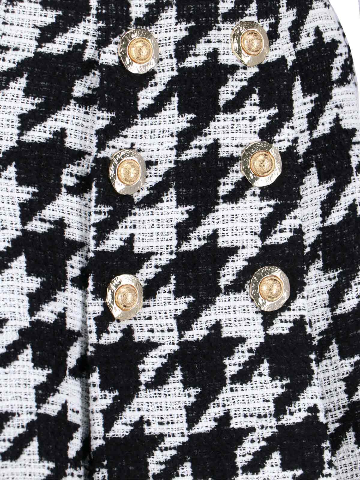 Balmain Knee Length Skirt Houndstooth Pattern In Black