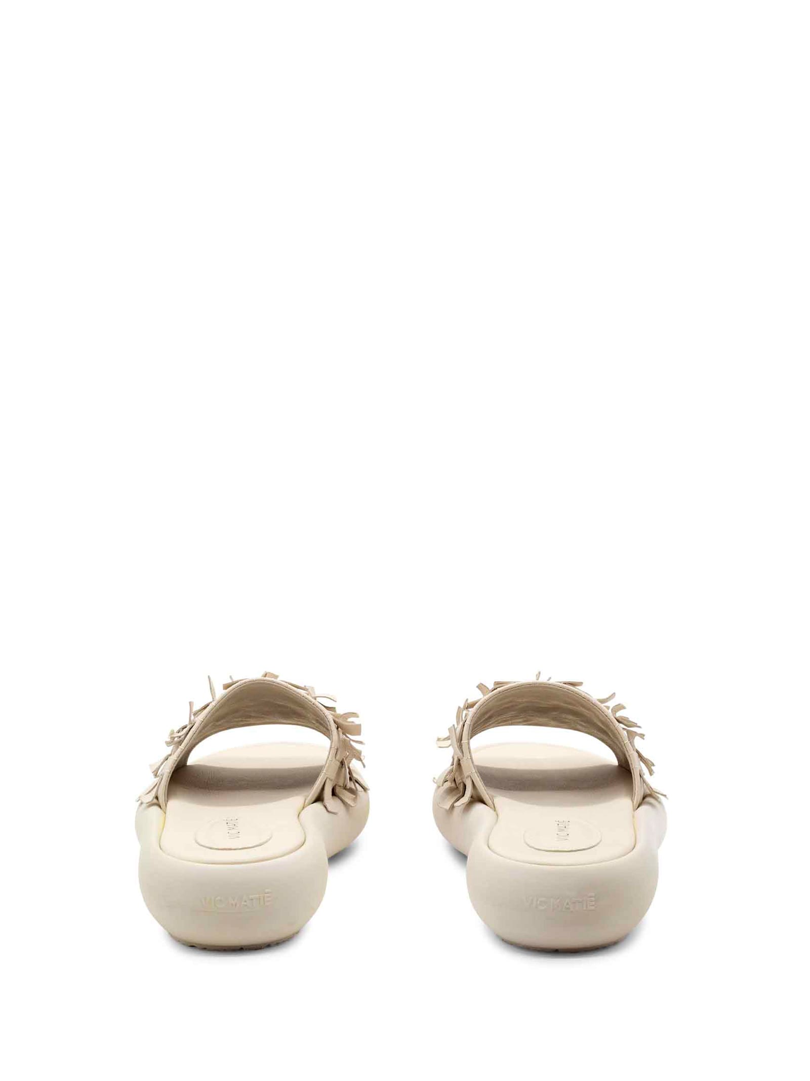 Shop Vic Matie Low White Leather Slipper In Osso