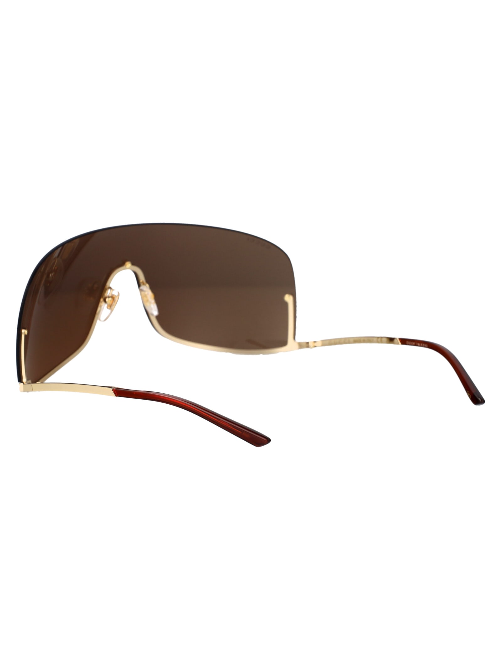 Gucci Gold Gold Brown Metal Sunglasses In Brown