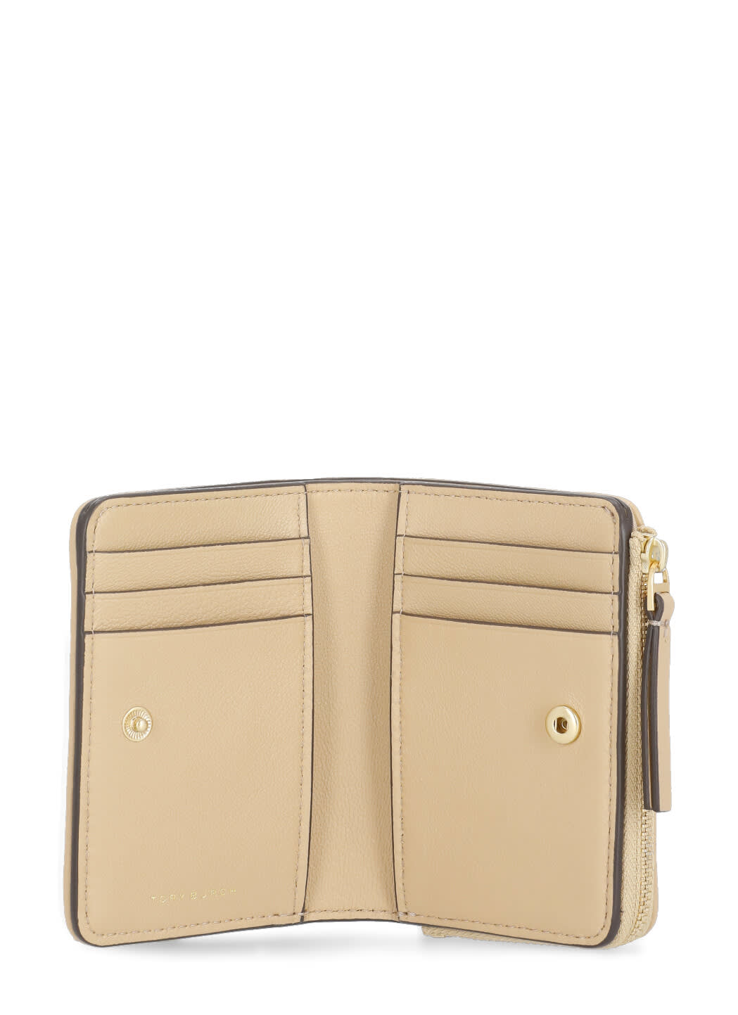 Shop Tory Burch Leather Wallet In Beige