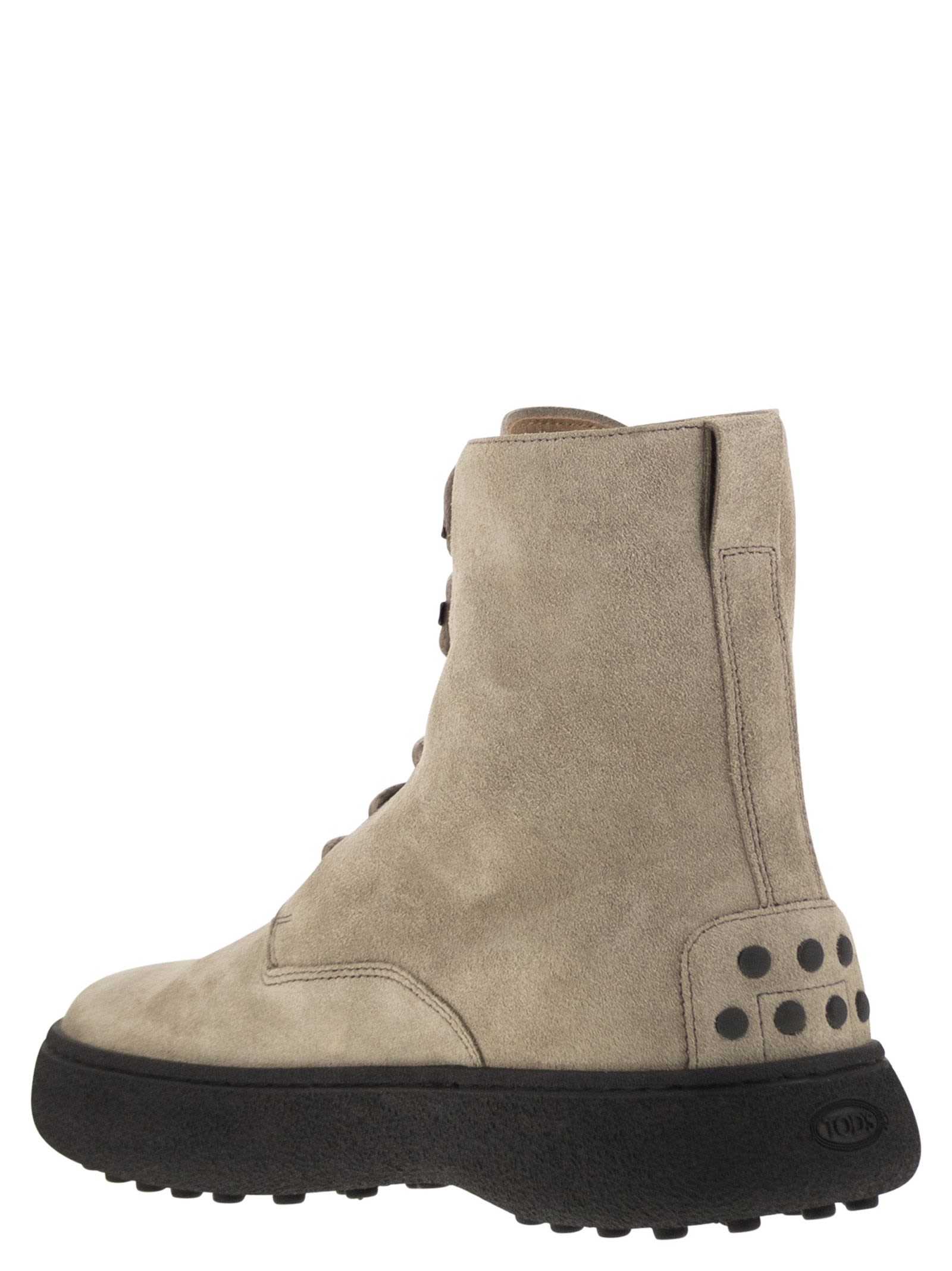 Tod's Urban Elegance Suede Ankle Boots With Chunky Sole, 4.5 Cm In Beige