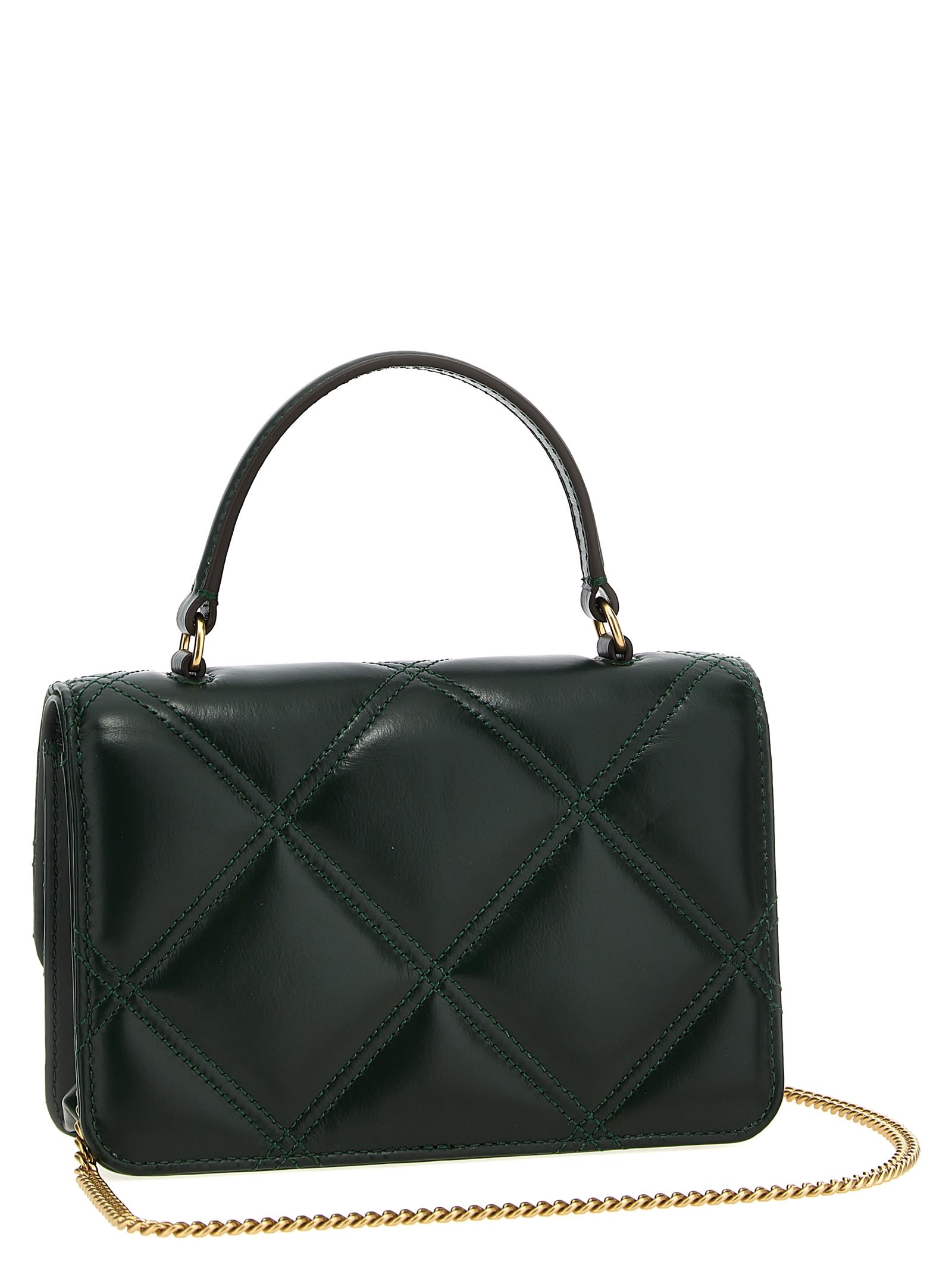 Shop Tory Burch Kira Diamond Quilt Mini Hand Bag In Green