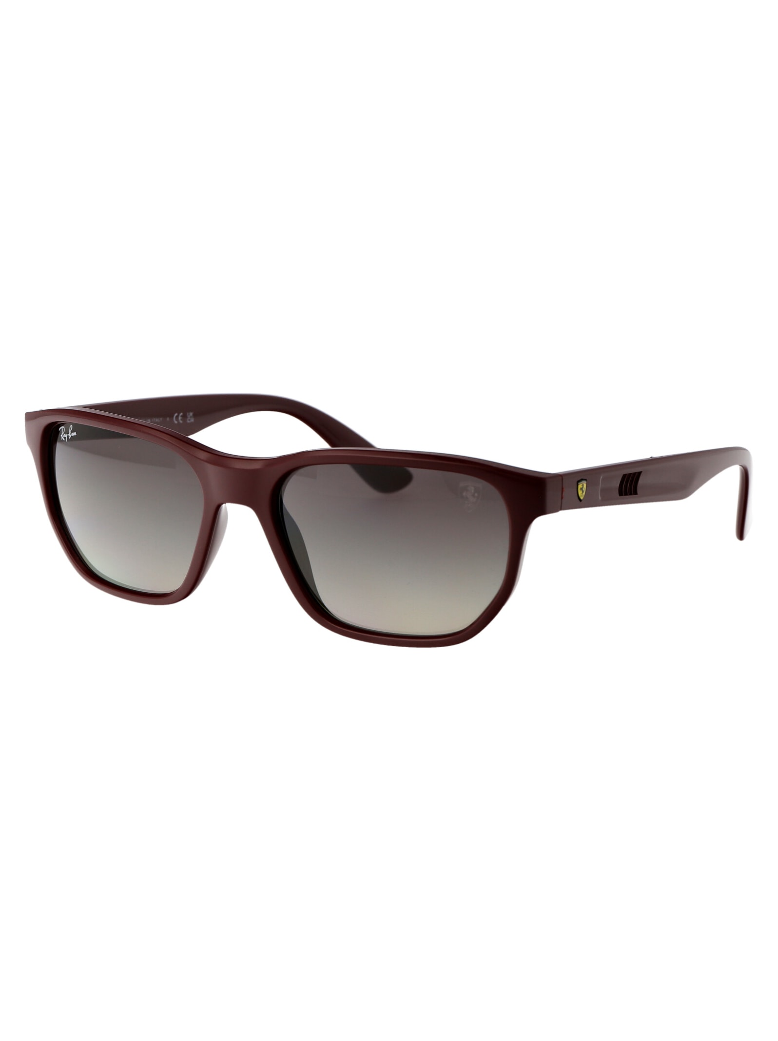 Shop Ray Ban 0rb4404m Sunglasses In F68511 Dark Red