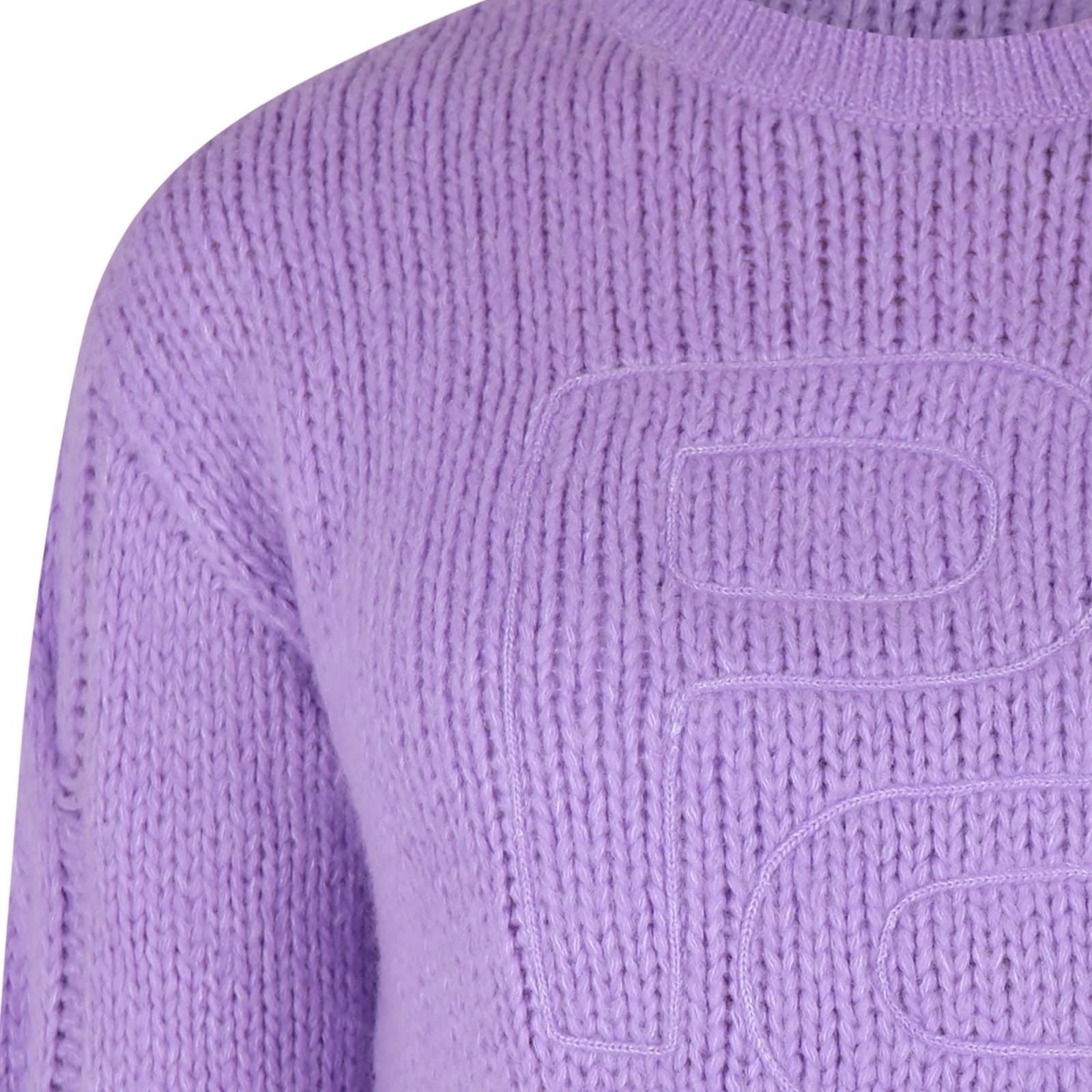 Pinko Lilac Sweater For Girl With Logo In Lilac