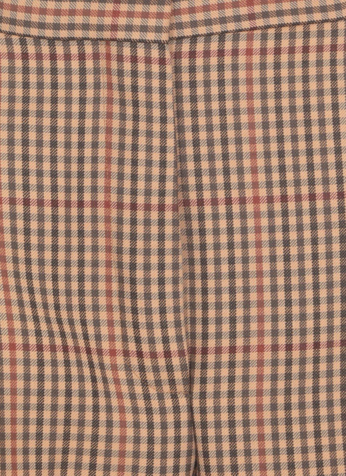 Dries Van Noten Checked Pleated Trousers In Brown