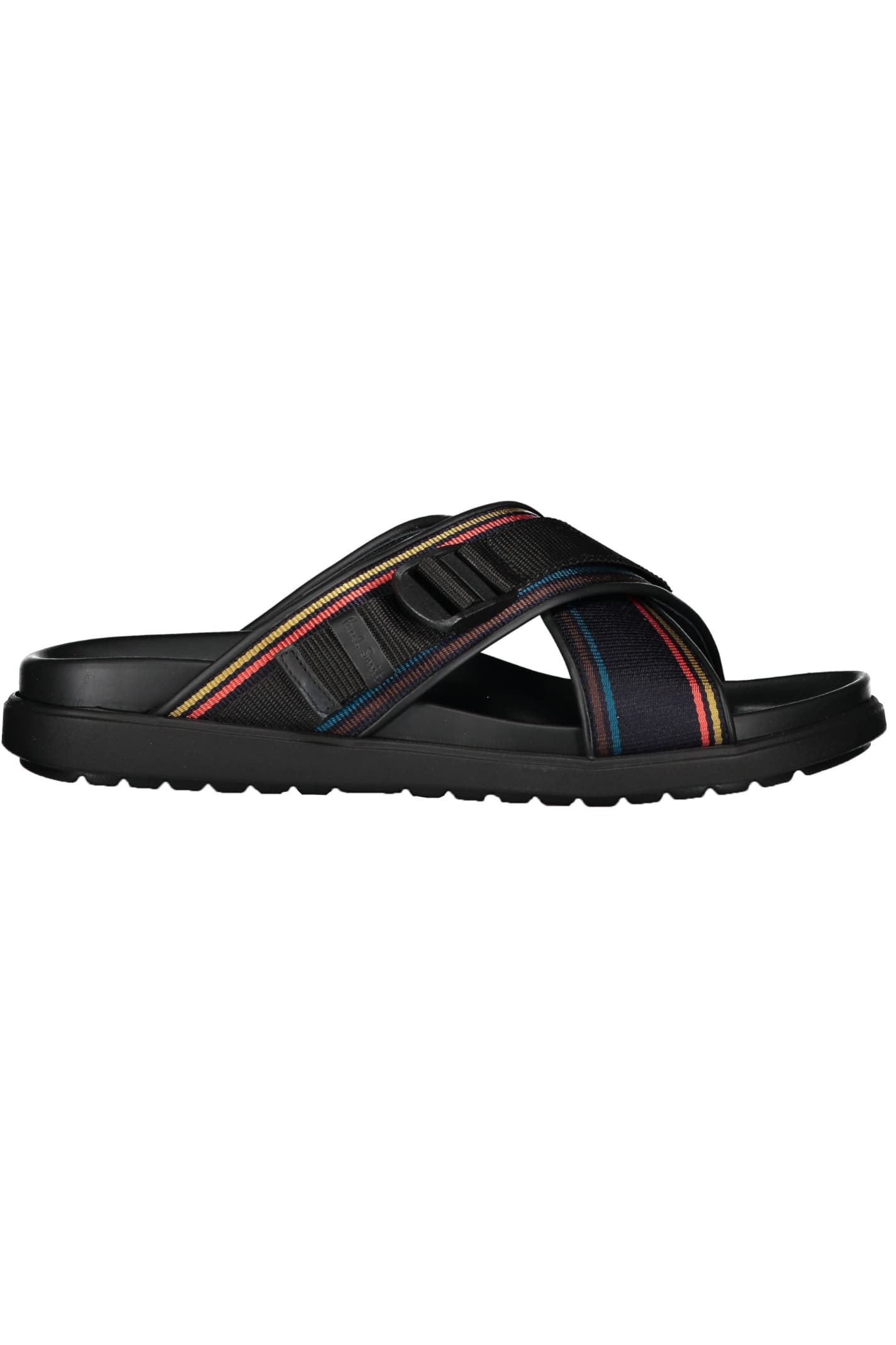 Paul Smith Leather And Fabric Slides In Black