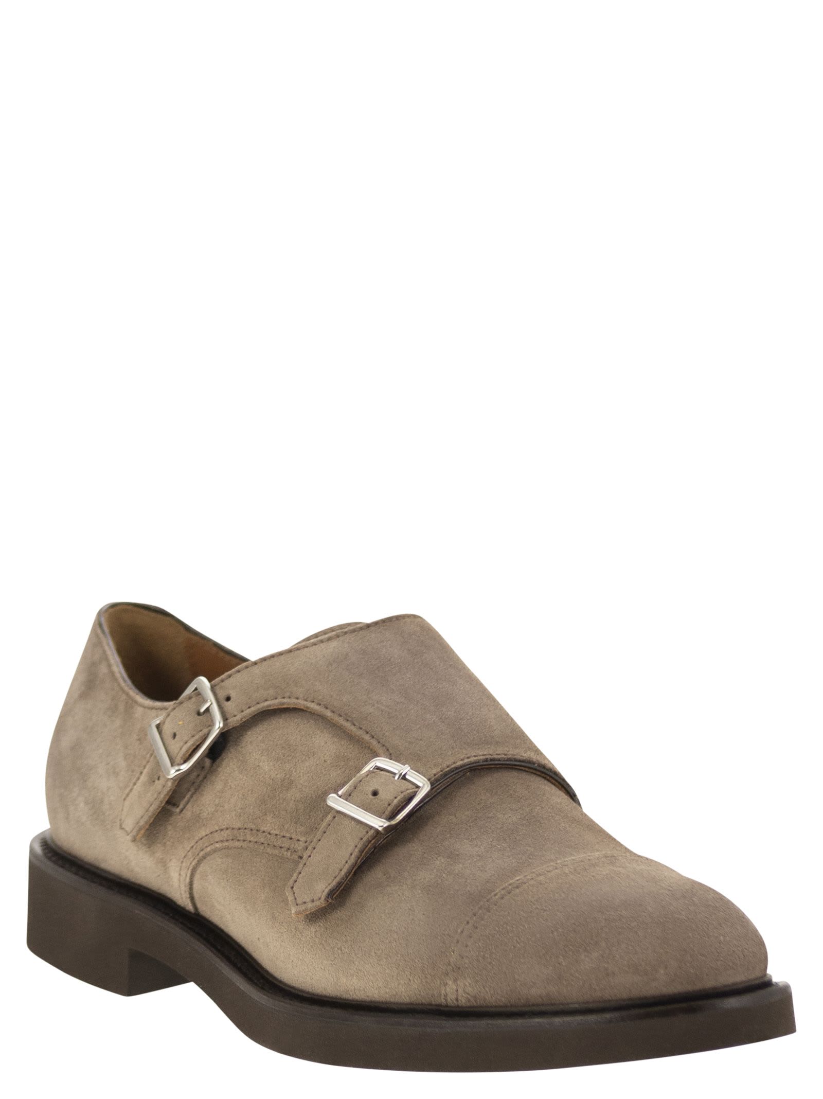 Doucal's Men's Double Suede Buckle Loafer In Beige