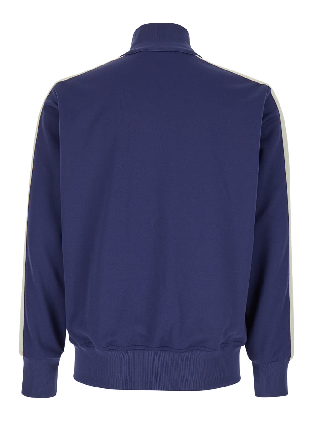 Shop Palm Angels Blue High Neck Sweatshirt With Logo Lettering On The Front In Tech Fabric Man