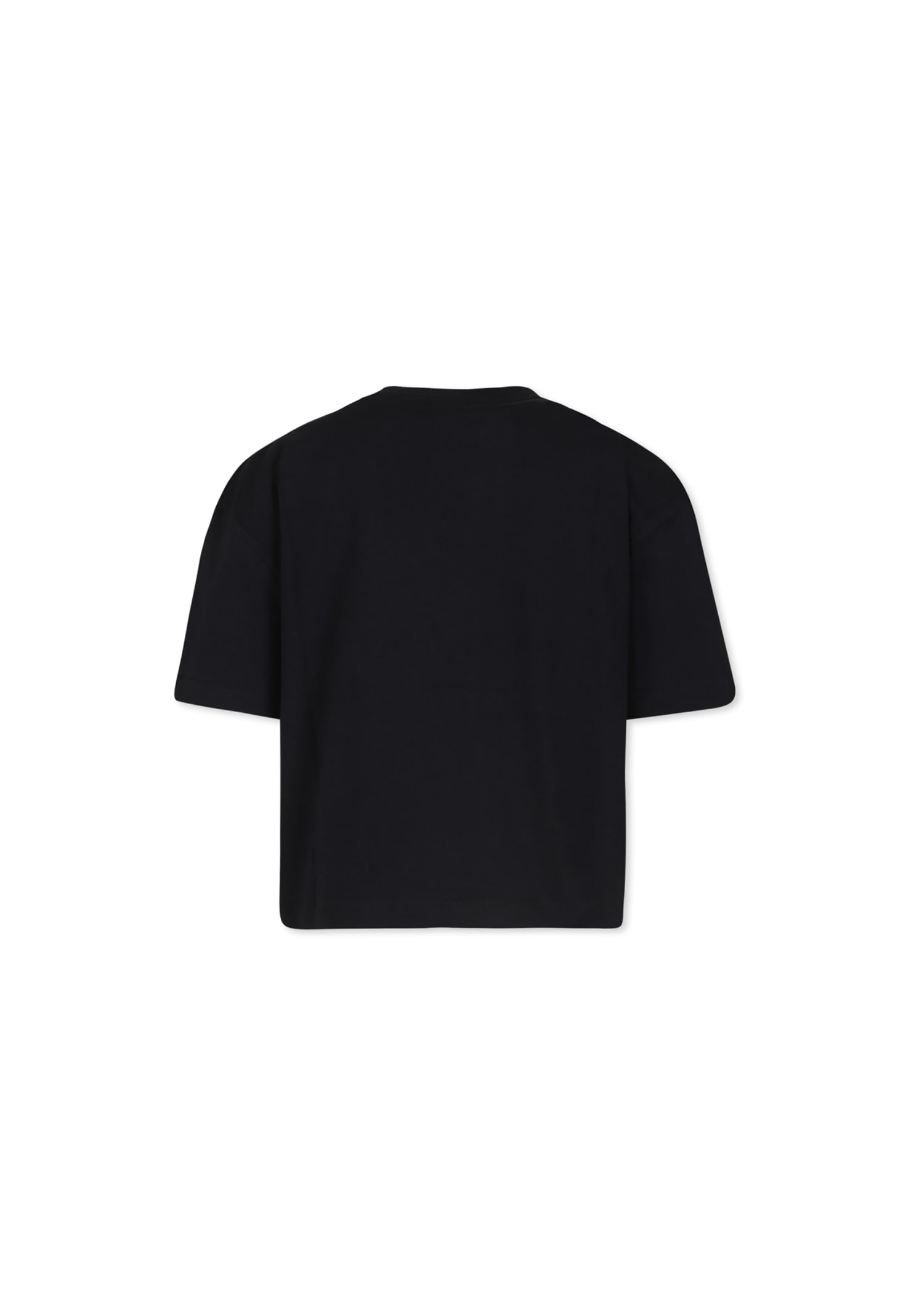 Msgm Black T-shirt For Girl With Logo In Black