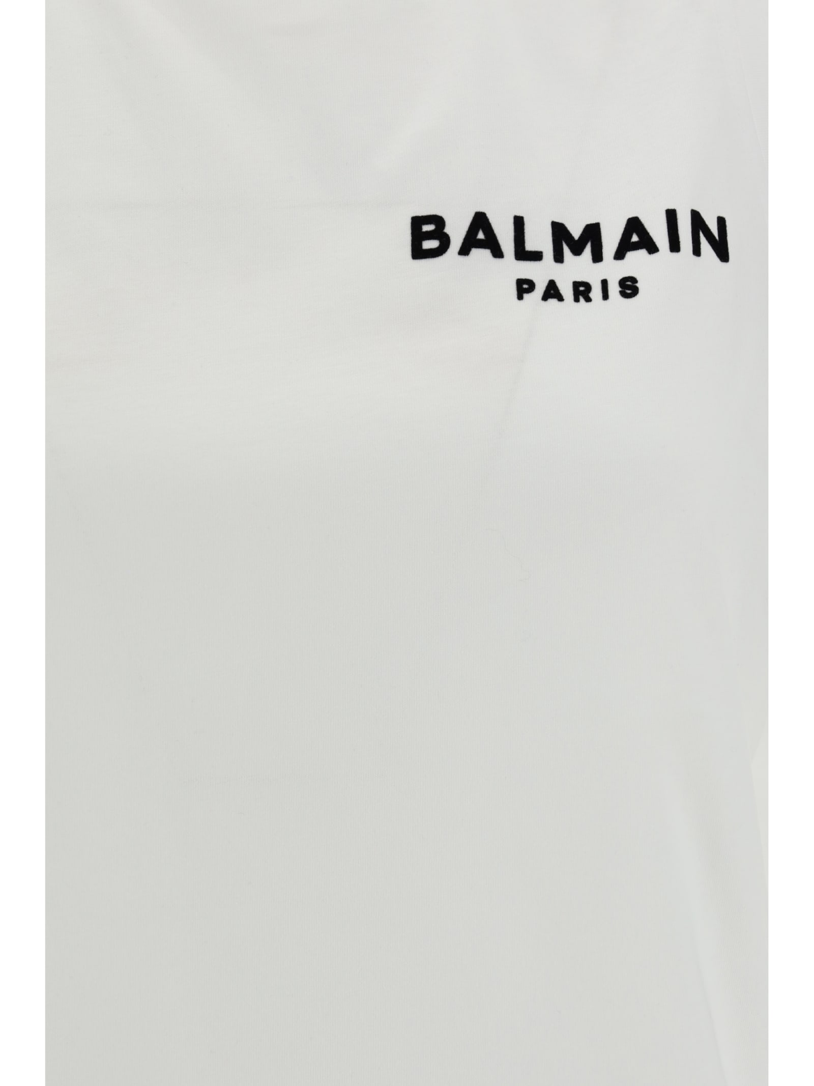 Shop Balmain Top In Gab Blanc Noir