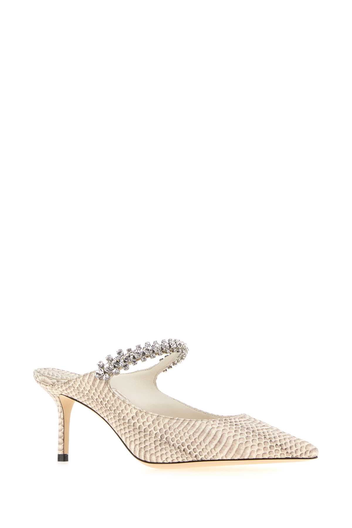 Jimmy Choo Mules Leather Textured Strap Embellished In Brown