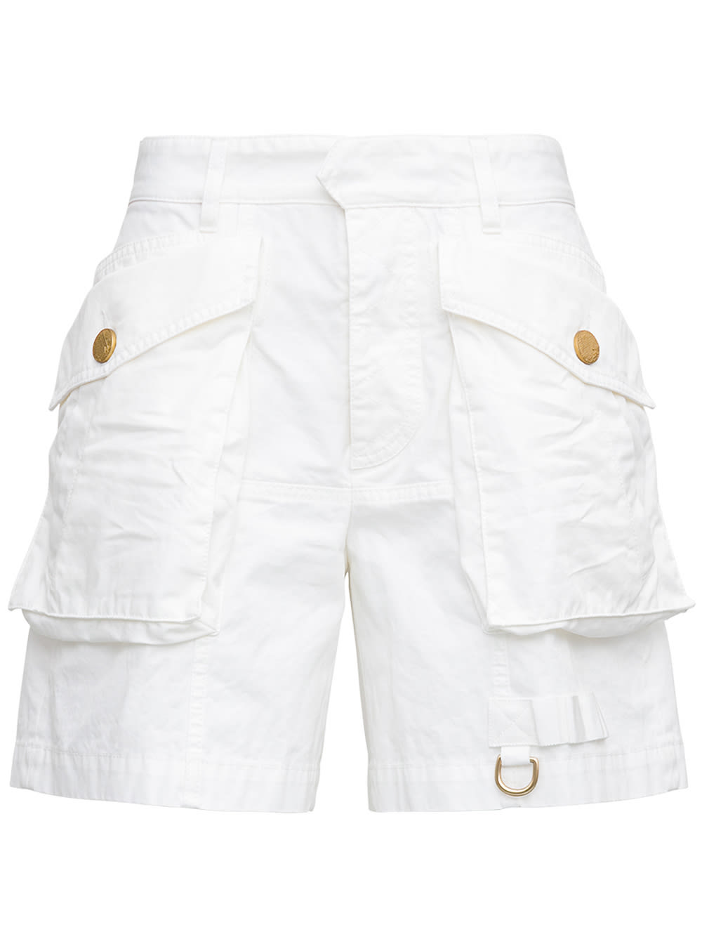 Dsquared2 White Cotton Cargo Bermuda Shorts With Pockets