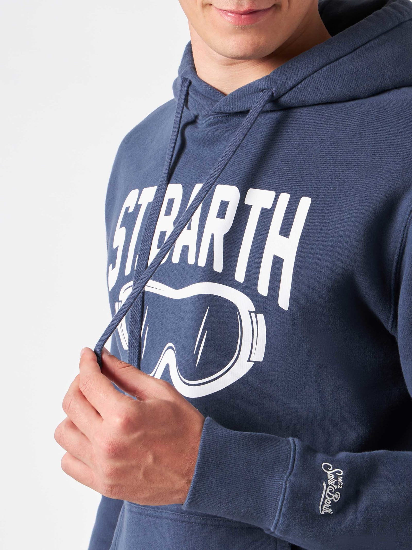 Mc2 Saint Barth Man Blue Hoodie With St. Barth Ski Club