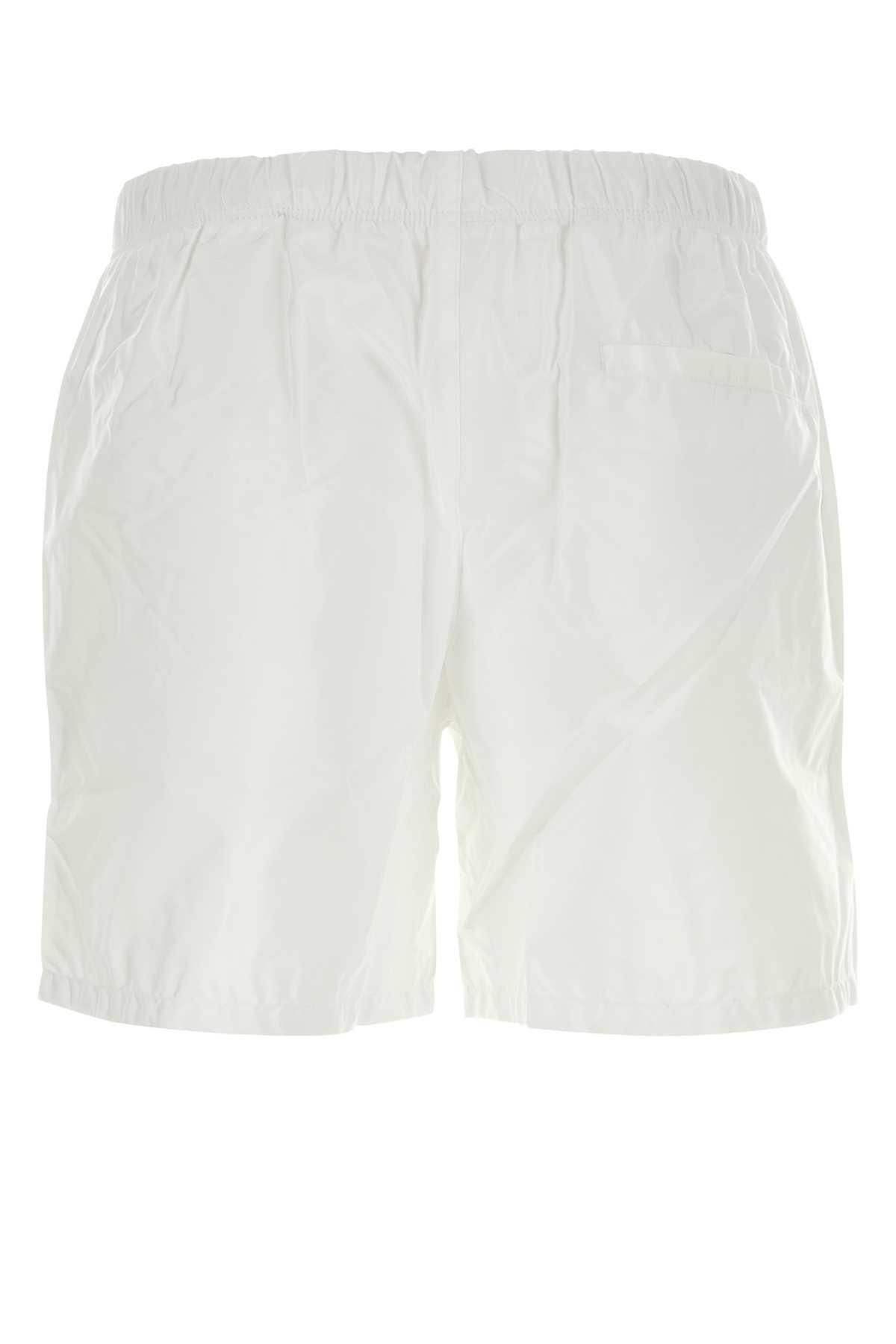 Prada Man White Re-nylon Swimming Shorts In White