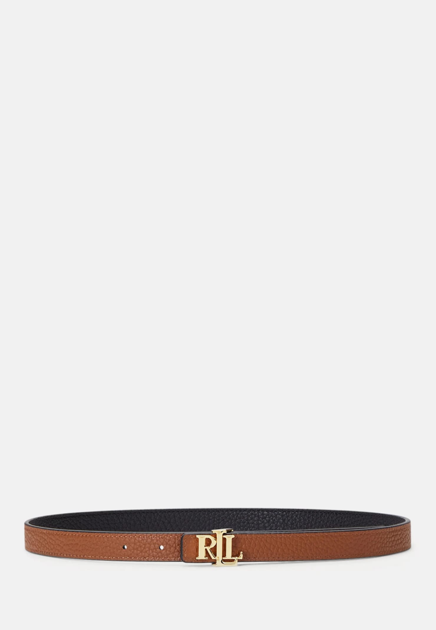 Shop Ralph Lauren Rev Lrl 20 Belt Skinny In Black Lauren Tan