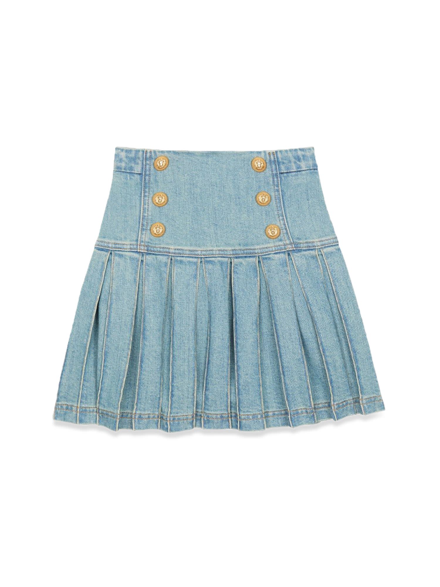 BALMAIN PLEATED SKIRT WITH BUTTONS