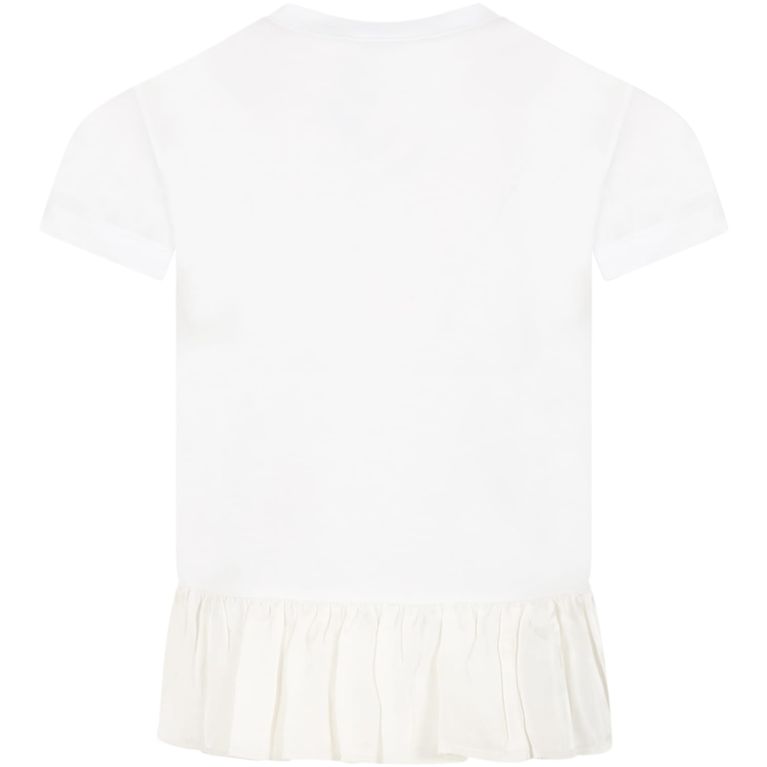 Shop Caffe' D'orzo White T-shirt For Girl With Flounces