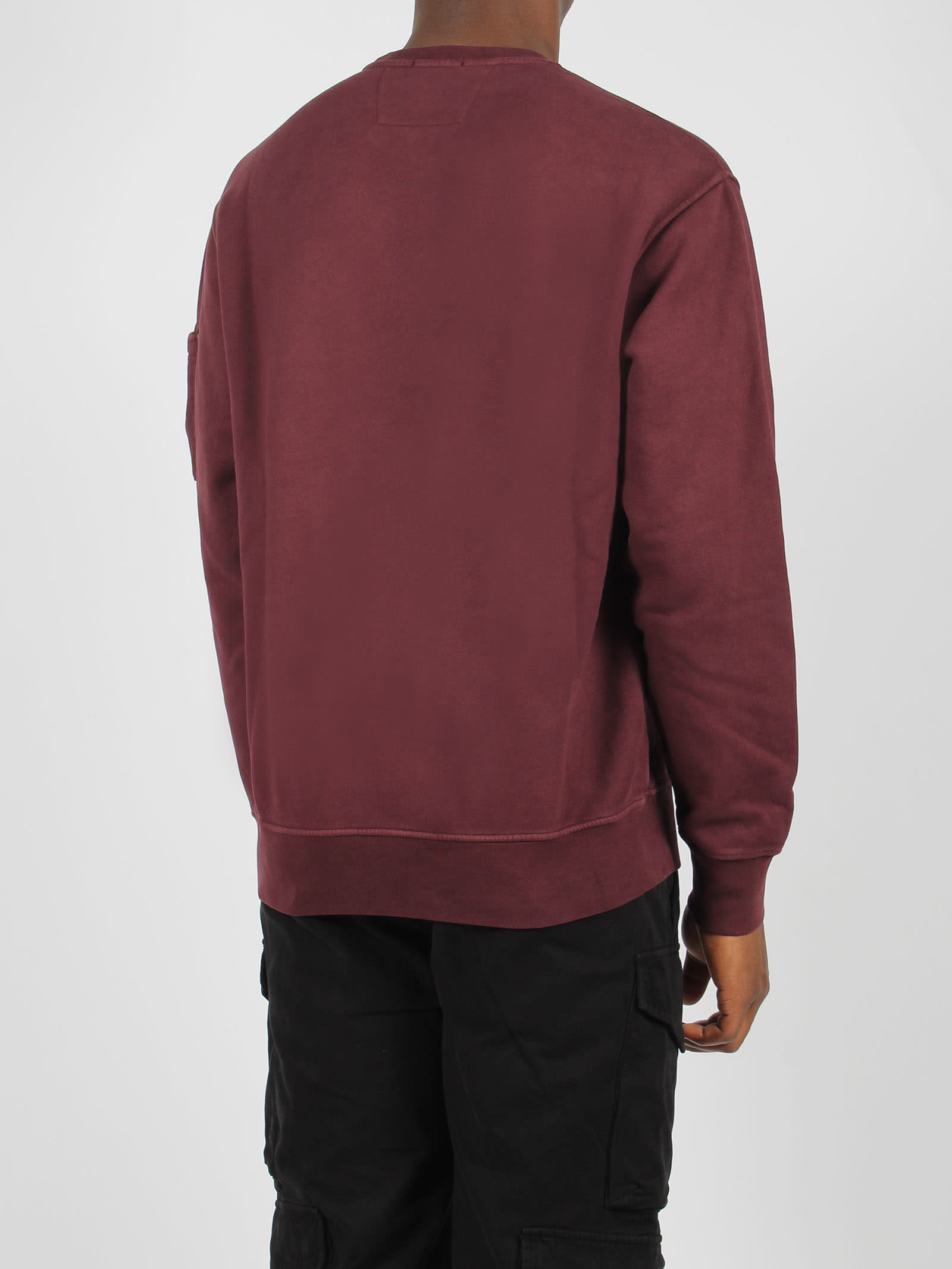 Shop C.p. Company Crew Neck Sweatshirt In Dark Red