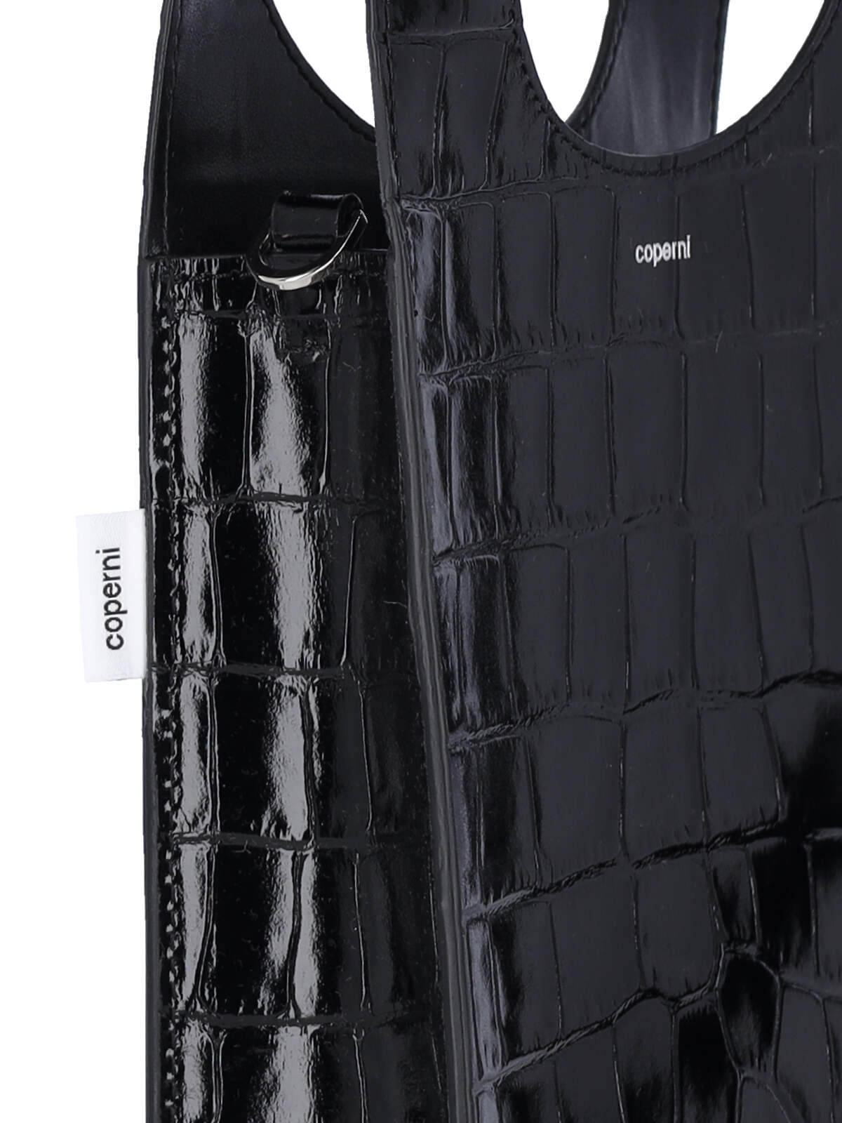Shop Coperni Croco Micro Swipe Bag In Black