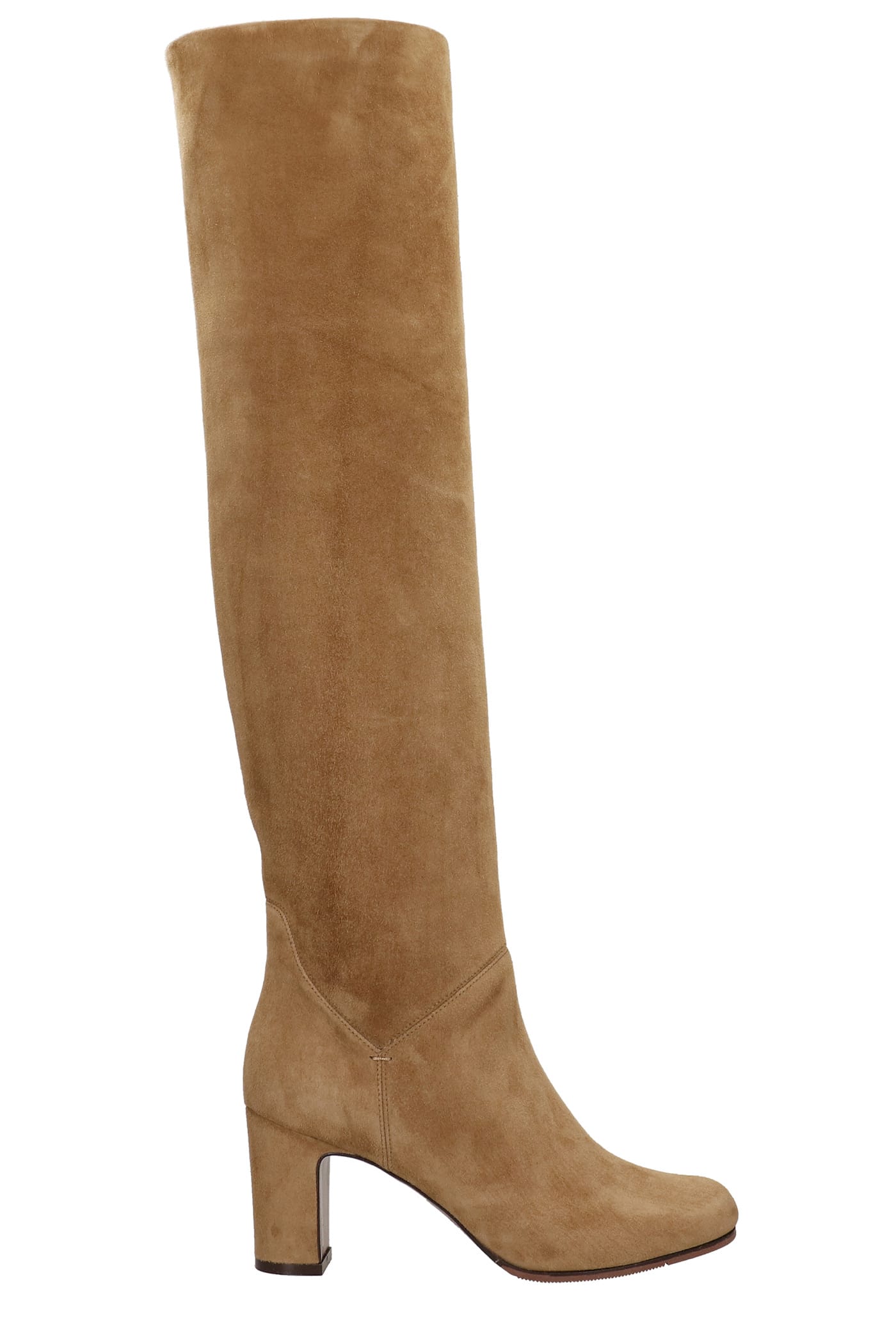 LAutre Chose High Heels Boots In Camel Suede