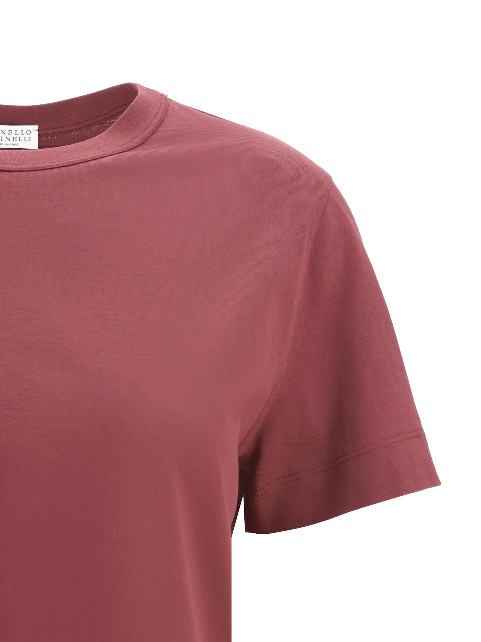 Brunello Cucinelli Cotton Jersey T-shirt In Burgundy