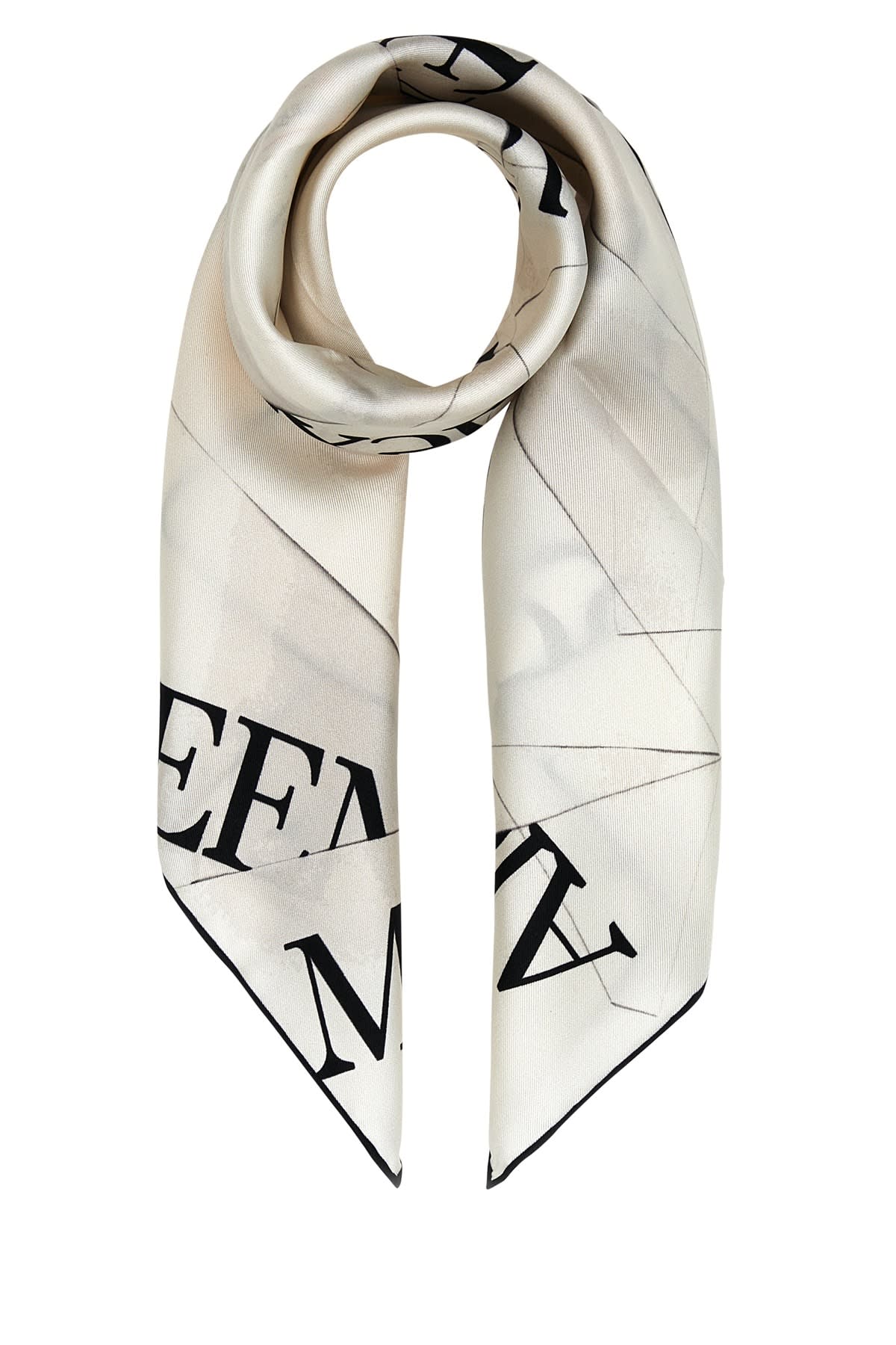 Shop Alexander Mcqueen Foulard In Ivoryblack