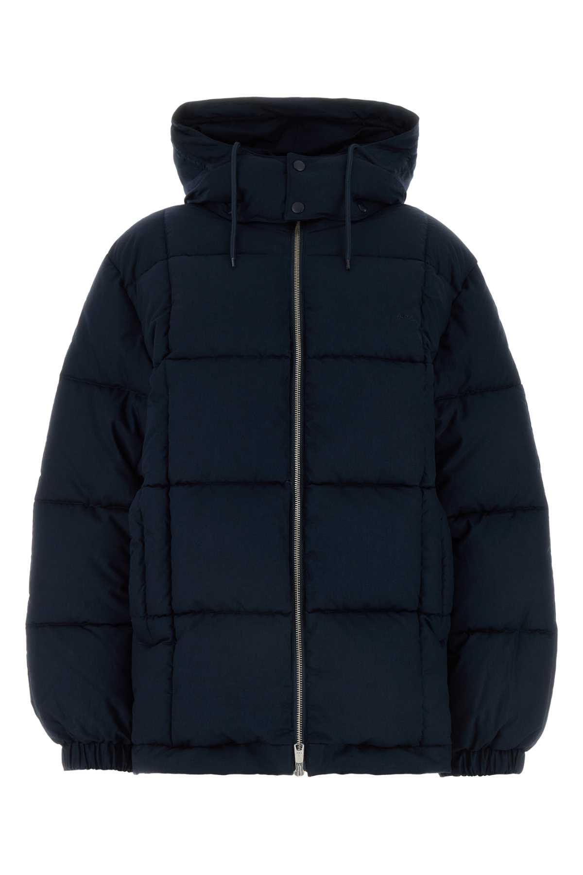 Shop Apc Navy Blue Cotton Kyle Padded Jacket In Darknavy