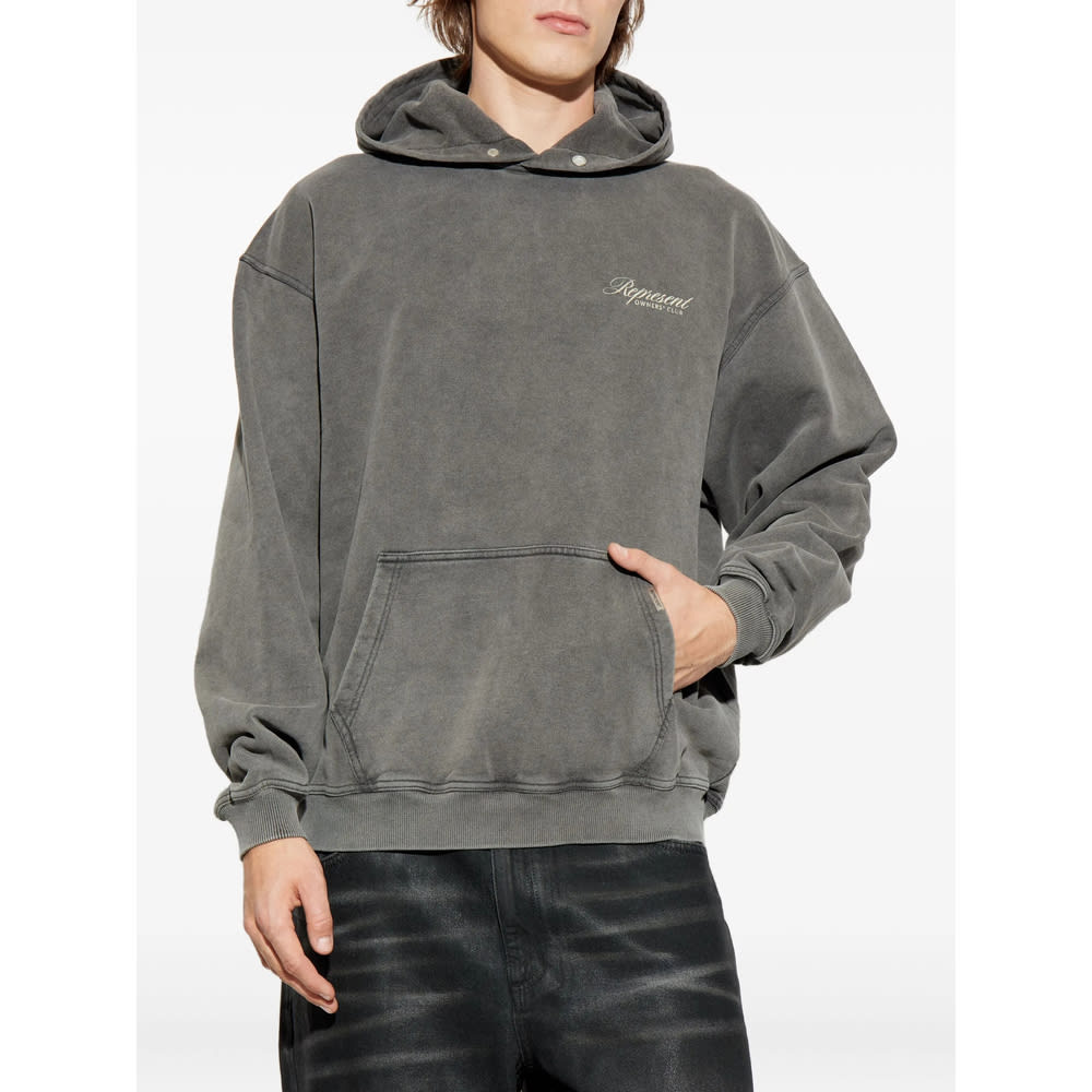 Represent Grey Sweatshirt With Logo Print On Front And Back And Faded Effect In Cotton Man In Gray