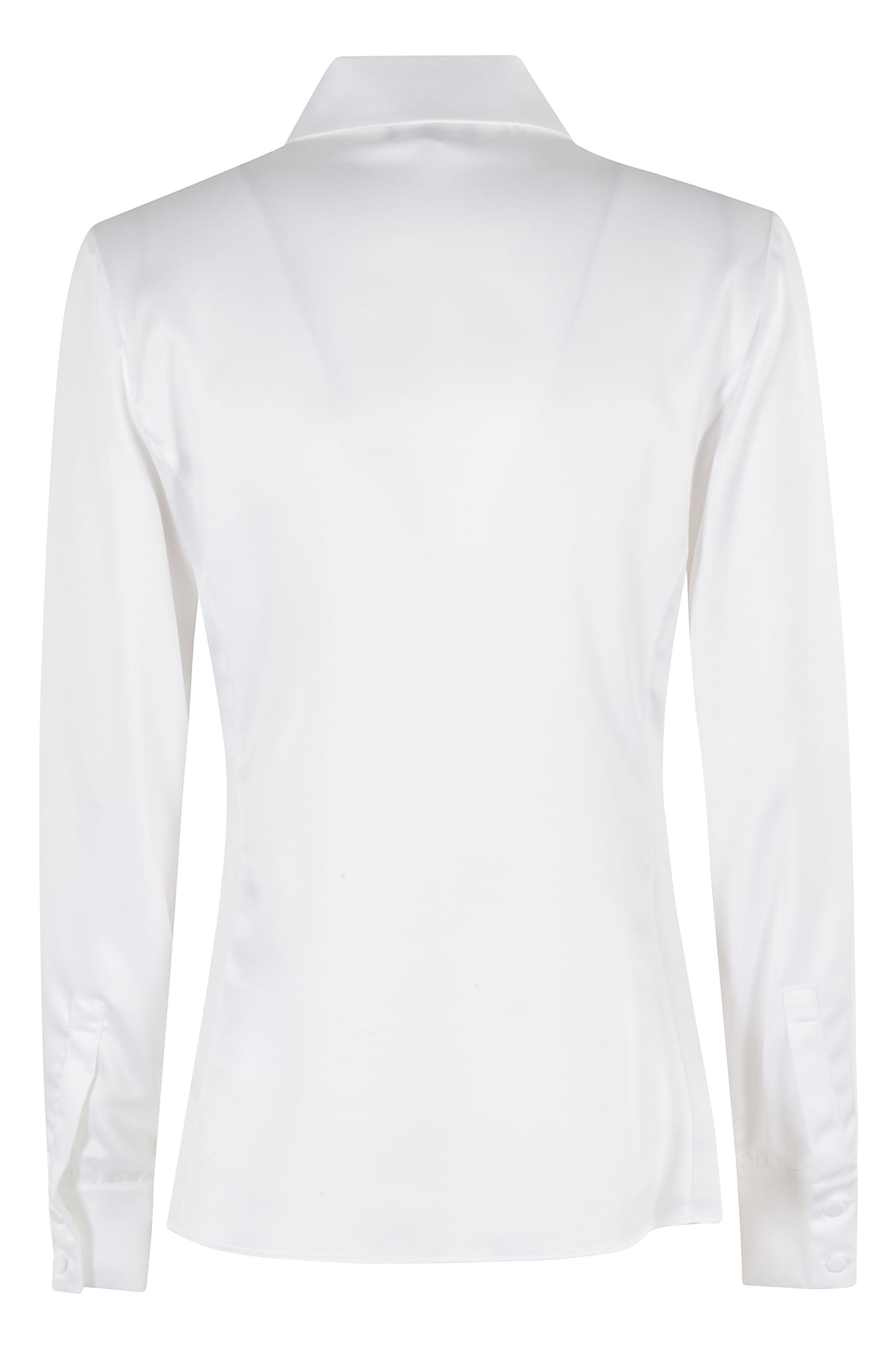 Emporio Armani Satin-finish White Shirt With Asymmetrical Closure In White