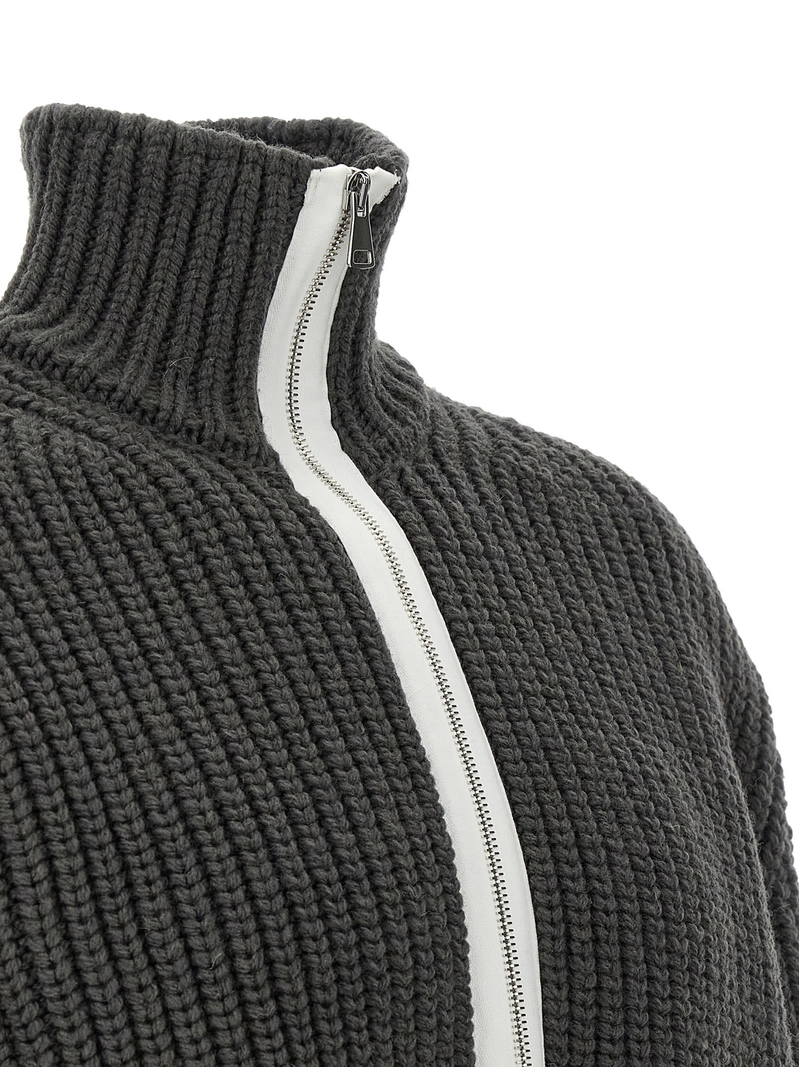 Namacheko High Collar Long Sleeve Cardigan In Gray