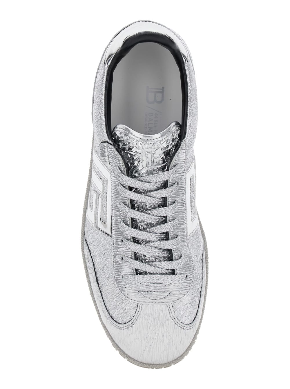 Balmain 'swan' Silver Colored Low Top Sneakers With Logo Detail In Metallic