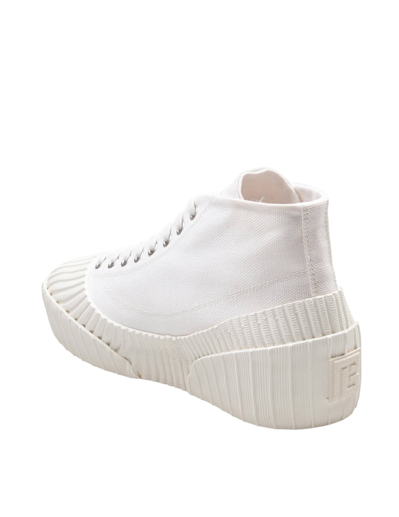 Balmain Riff Low Canvas Sneakers, White In White