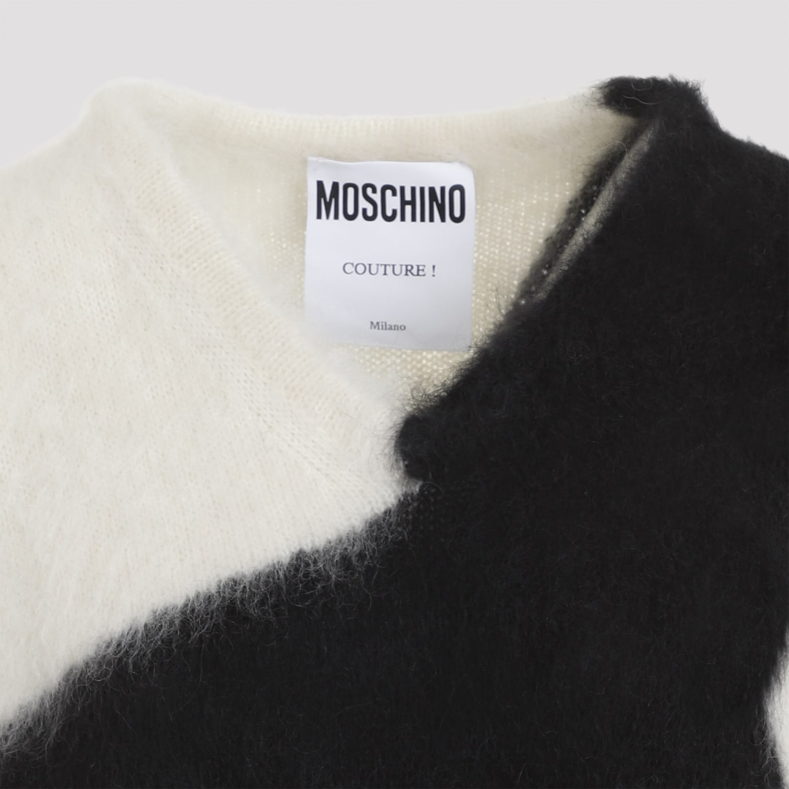 Shop Moschino Knit Dress In Bianco