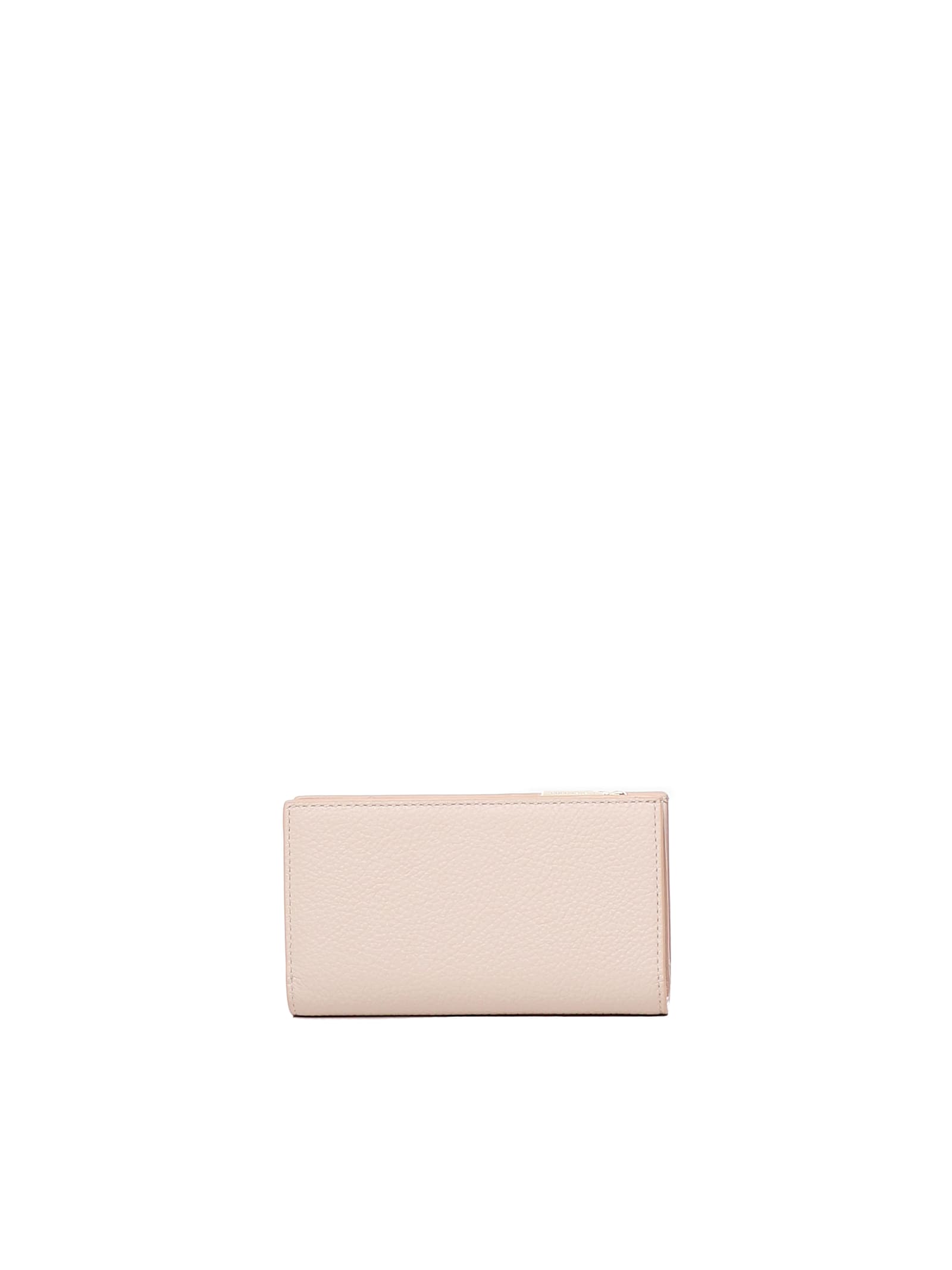 Coccinelle Metallic Soft Pink Leather Wallet In Pink