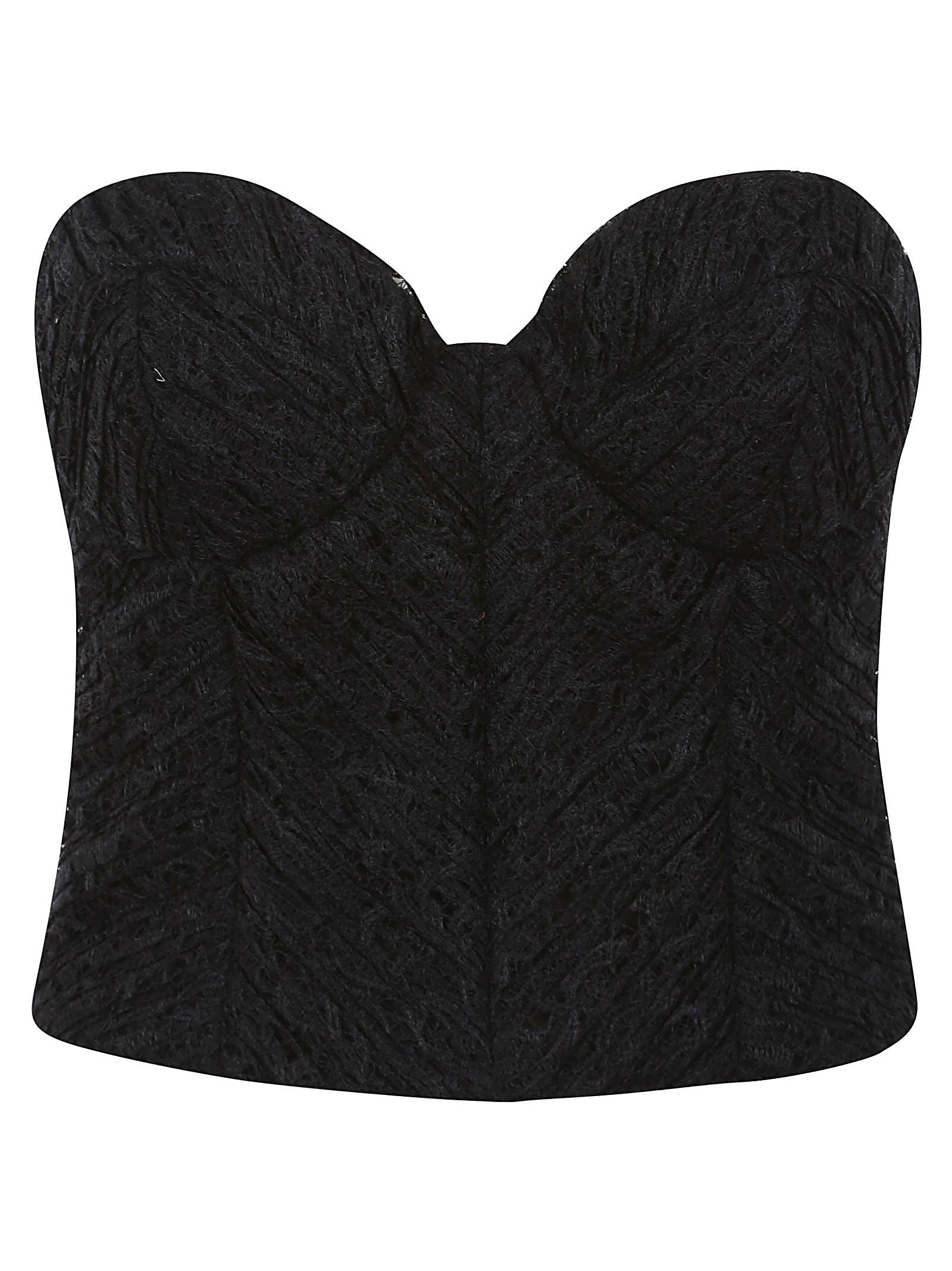 Costarellos Carina Lace & Velvet Corset Top In Black