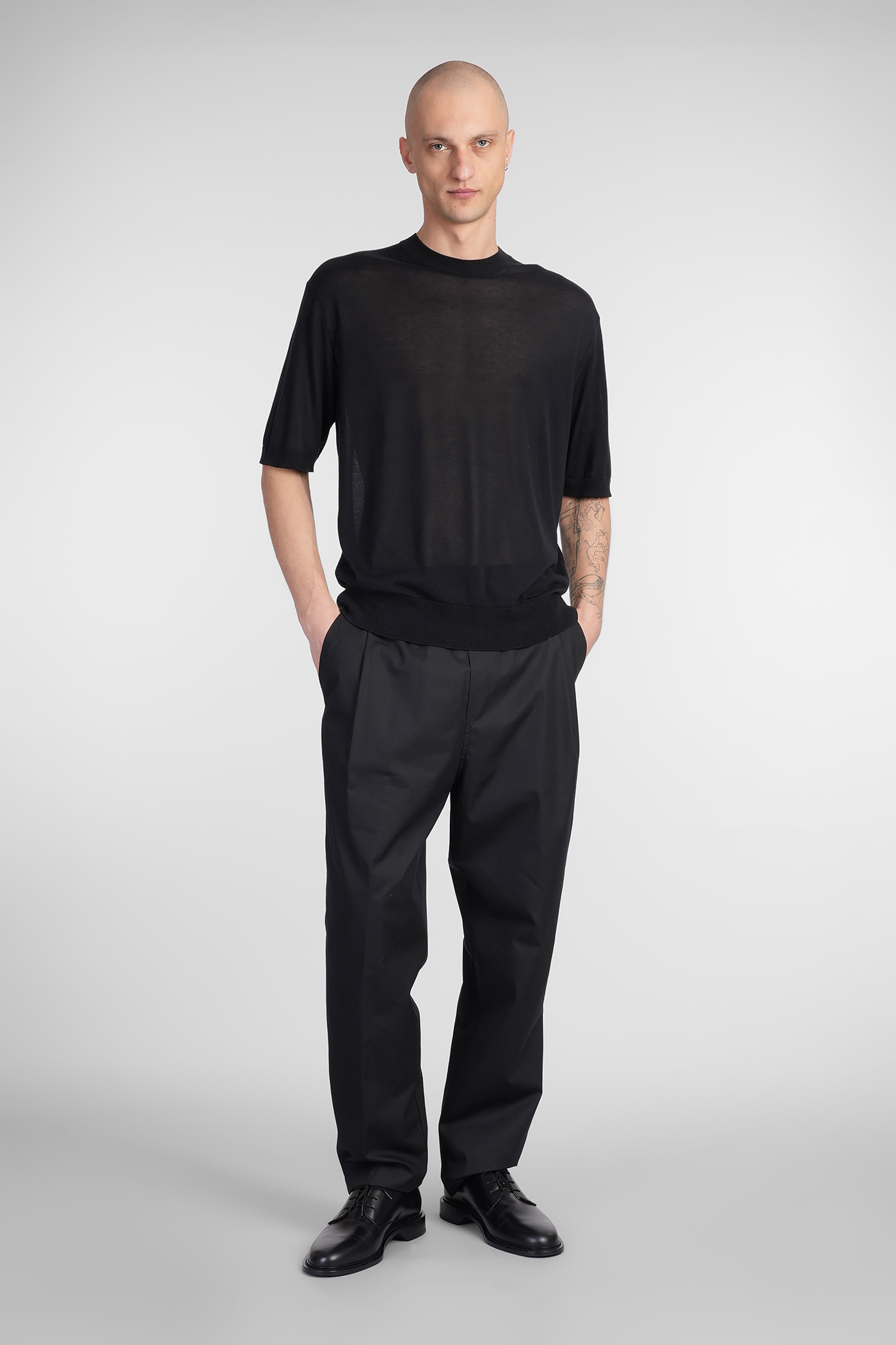 Laneus Pants In Black Wool In Black