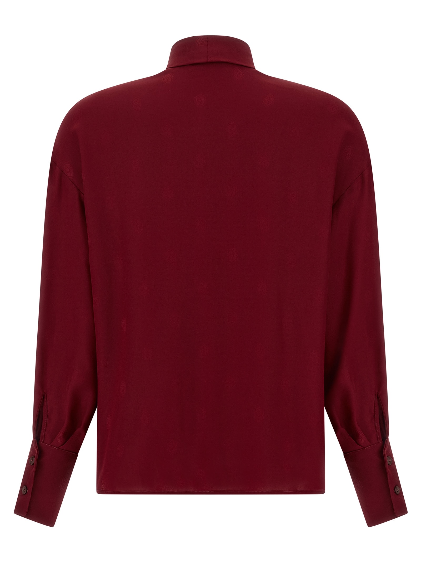 Etro Pussy-bow Silk-jacquard Blouse In Burgundy