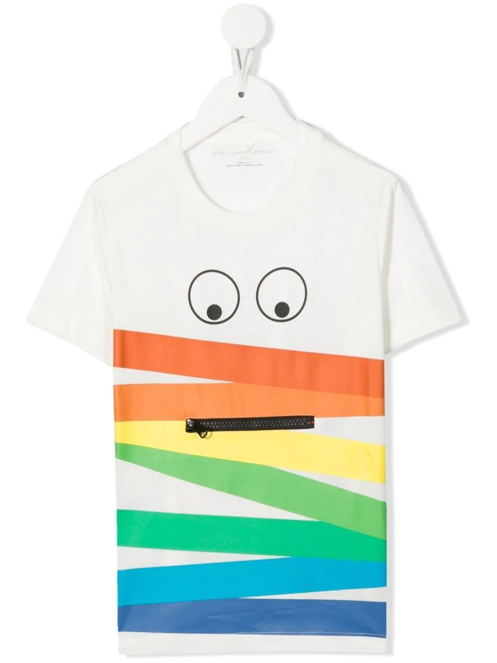 Stella McCartney T-shirt Kids Bianca Con Zip E Stampa Grafica Multicolore