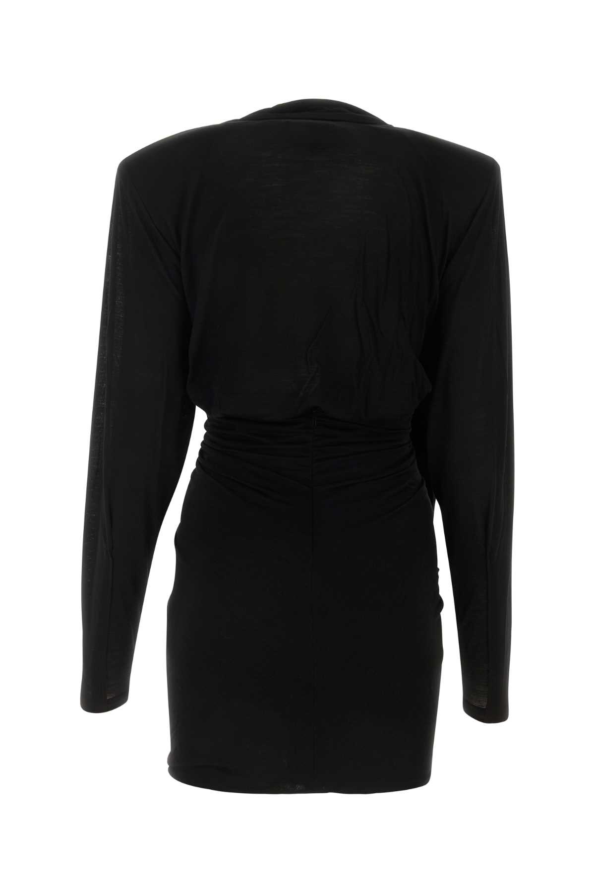 Saint Laurent Black Wool Mini Dress In Noir