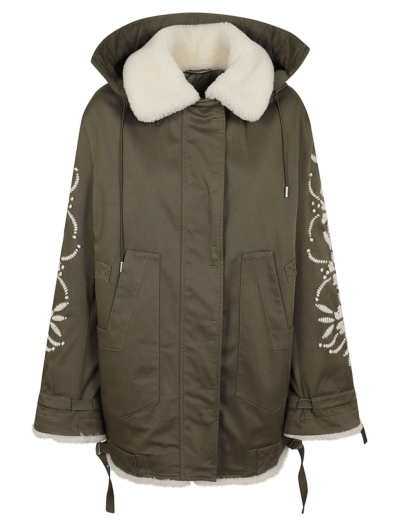 Shop Ermanno Scervino Parka In Piumino In Dusty Olive