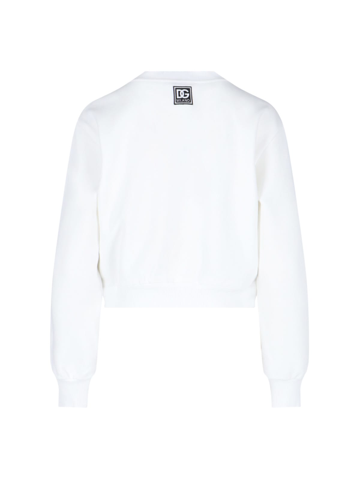 Shop Dolce & Gabbana Cropped Crew Neck Sweatshirt In White