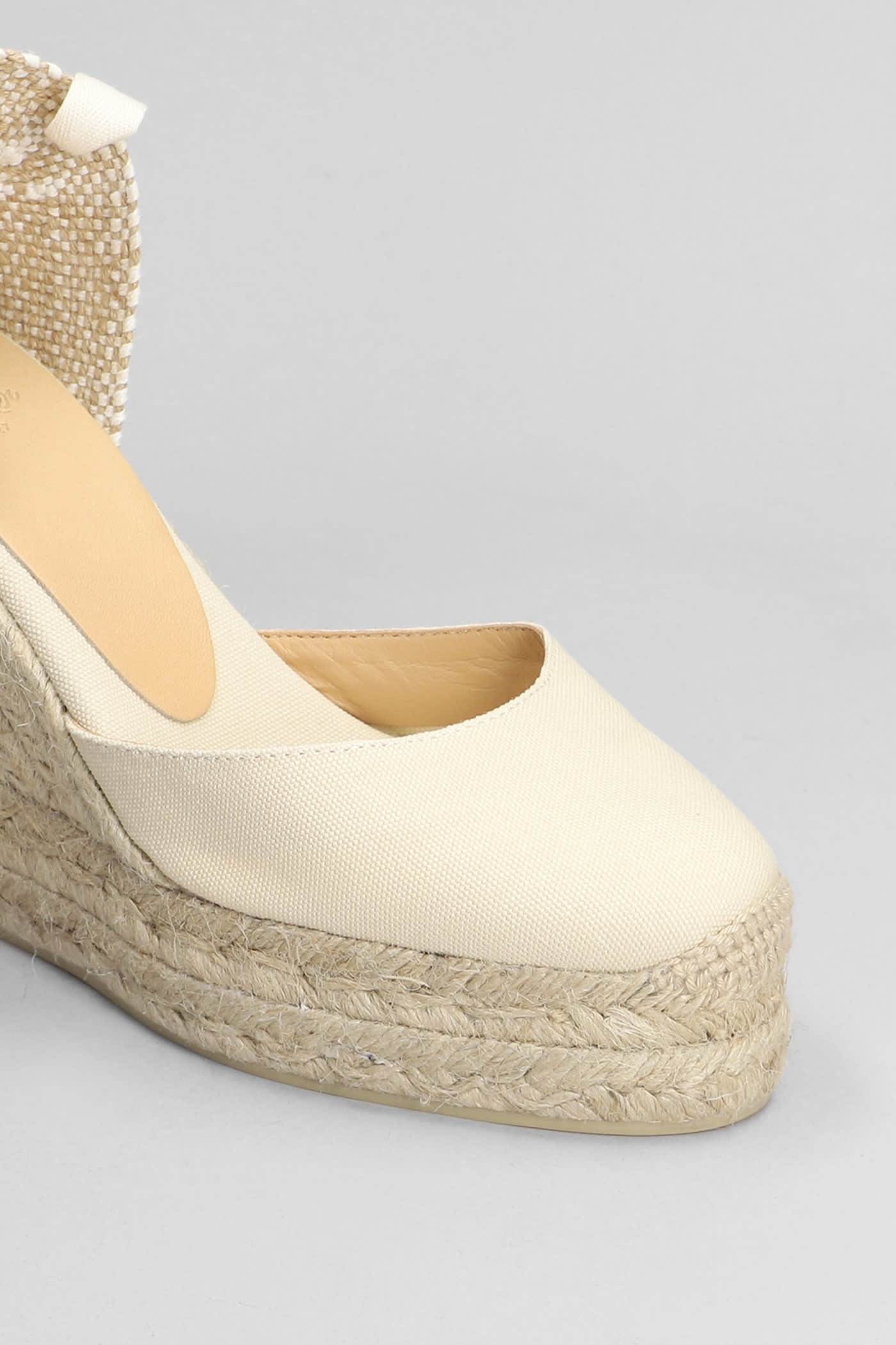 Shop Castaã±er Carina-8ed-001 Wedges In Beige Canvas