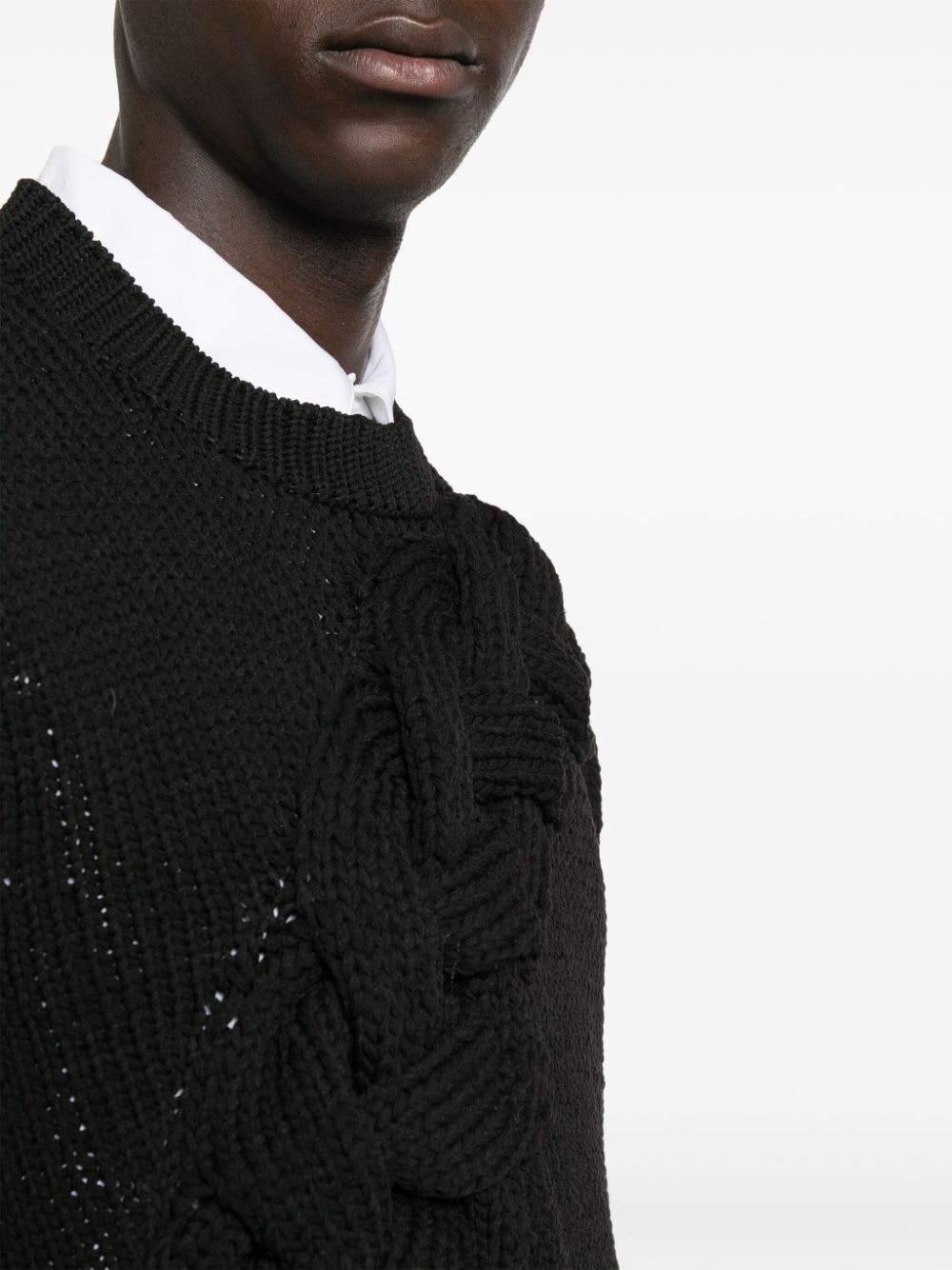 Comme Des Garçons Homme Deux Braid-detailing Crew-neck Jumper In Black
