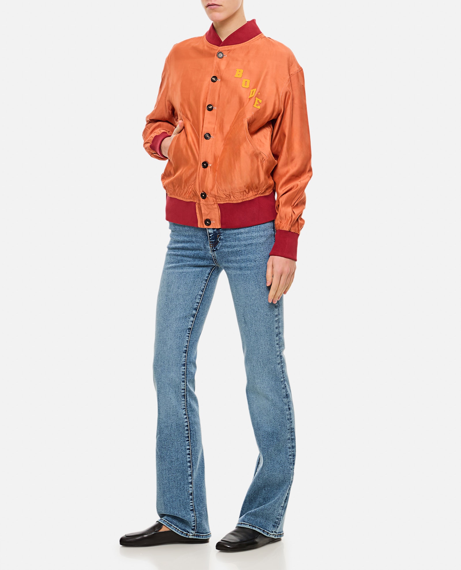 Frame 'le Mini Boot' Blue Jeans With Flared Leg In Cotton Blend Woman In Blue