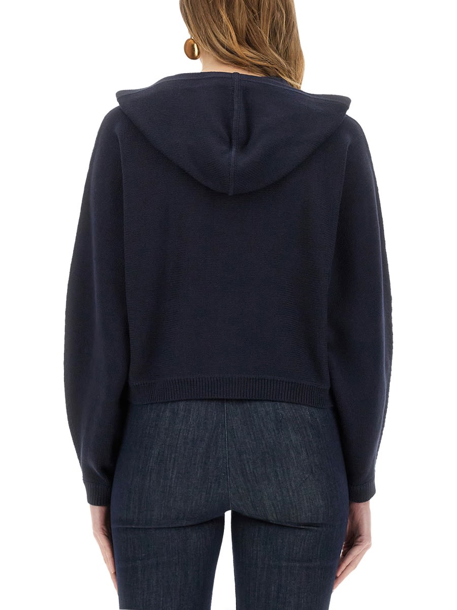 Theory Knit Sweatshirt With Zipper In Blue