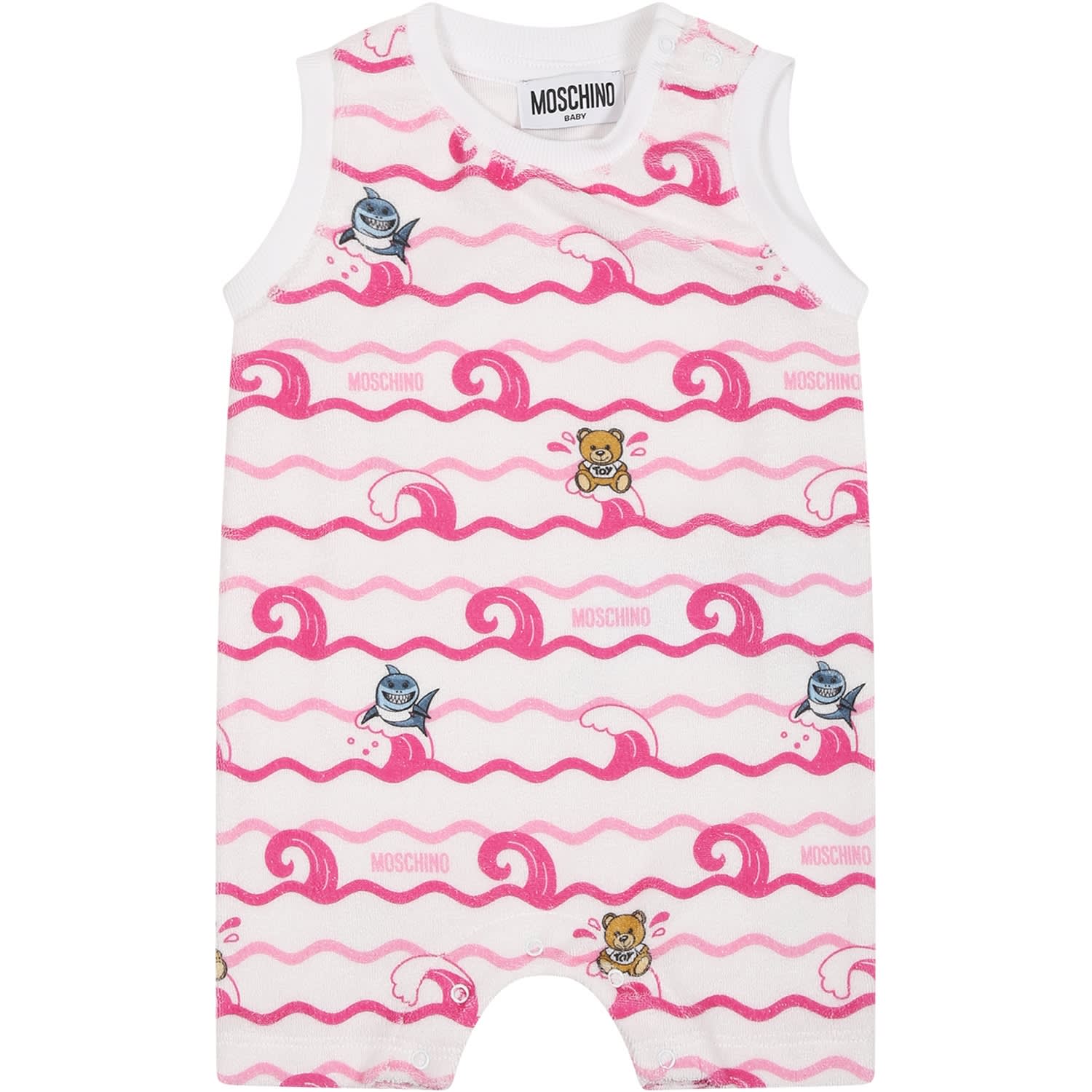 Shop Moschino Pink Set For Baby Girl With Print And Teddy Bear