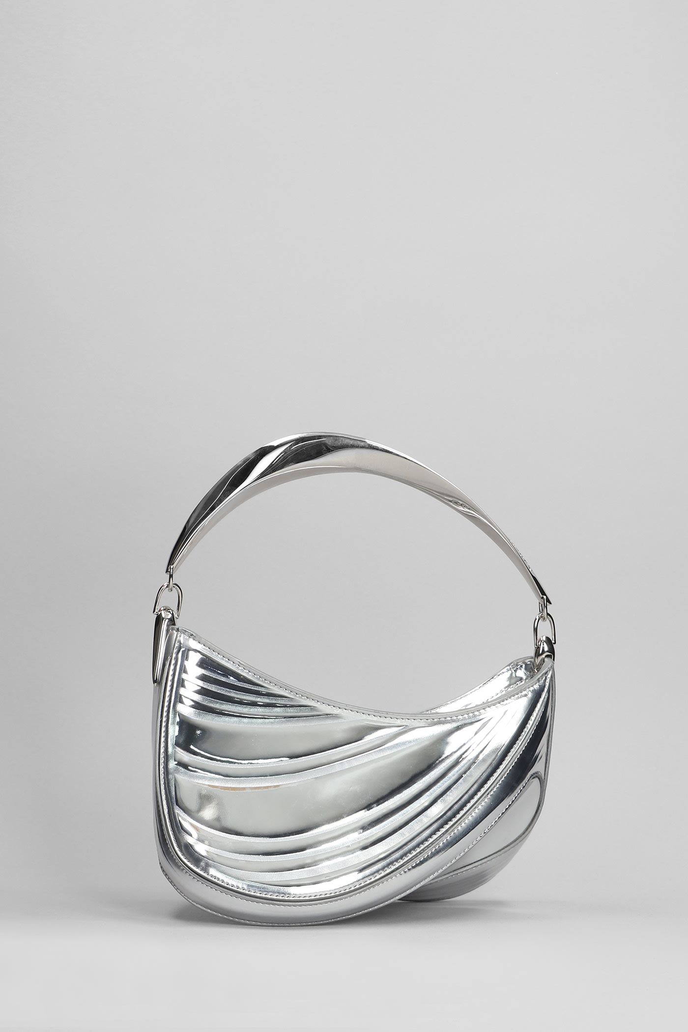 Shop Mugler Shoulder Bag In Silver Leather