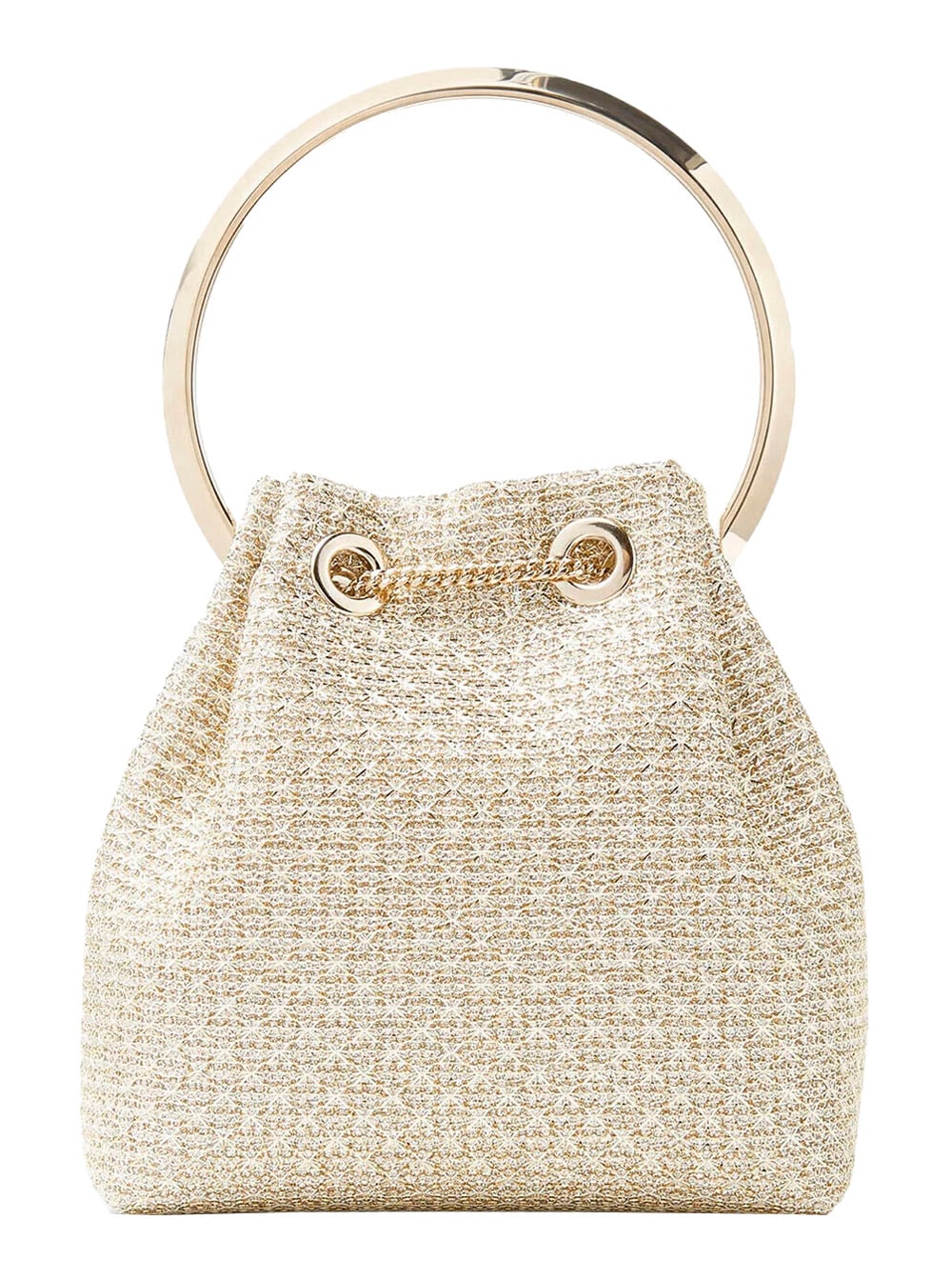 Jimmy Choo Bon Bon Metallic Handbag With Chain-link Shoulder Strap And Round Top Handle In Mesh Woman
